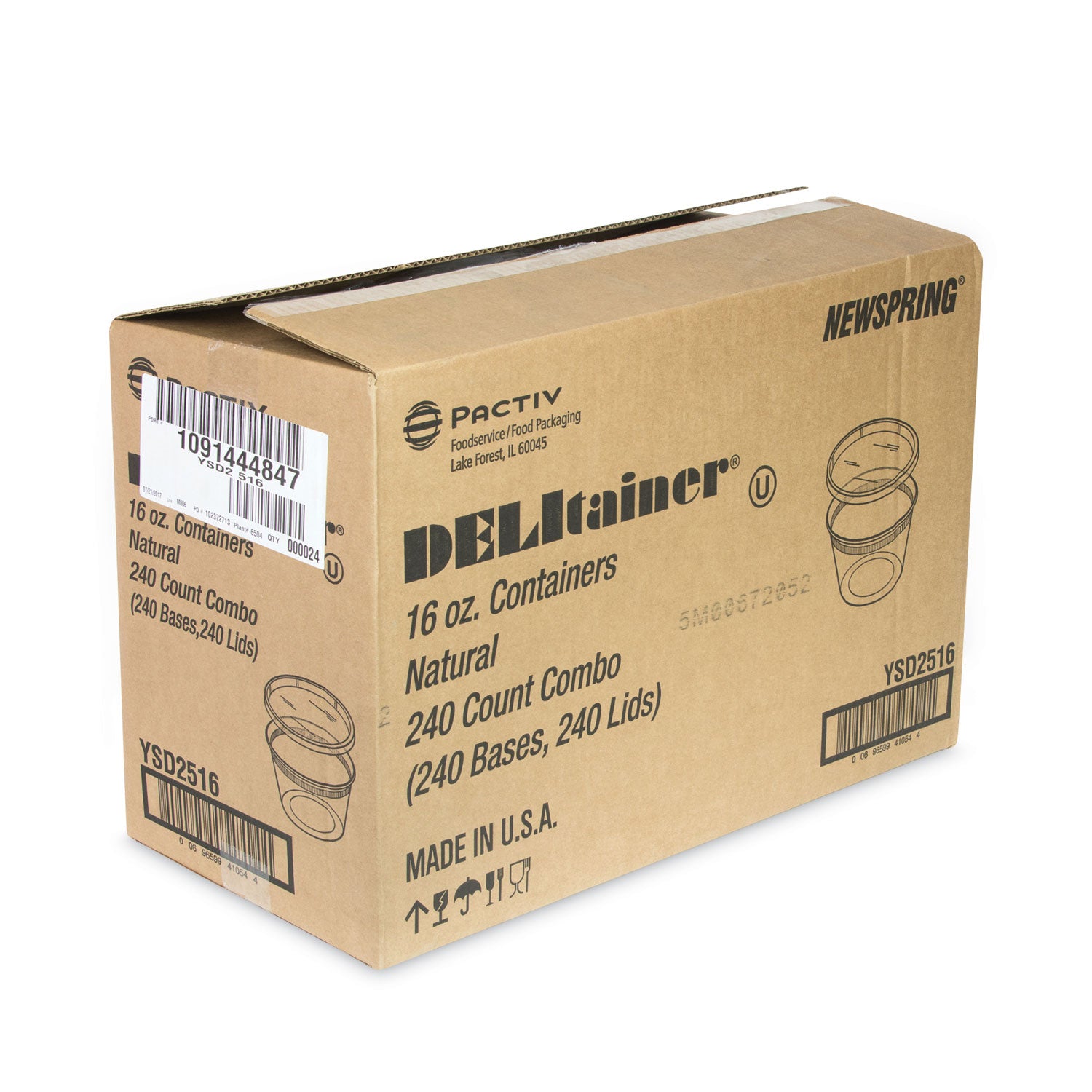Pactiv Evergreen Newspring DELItainer Microwavable Container, 16 oz, 2 x 2 x 2, Clear, Plastic, 240/Carton