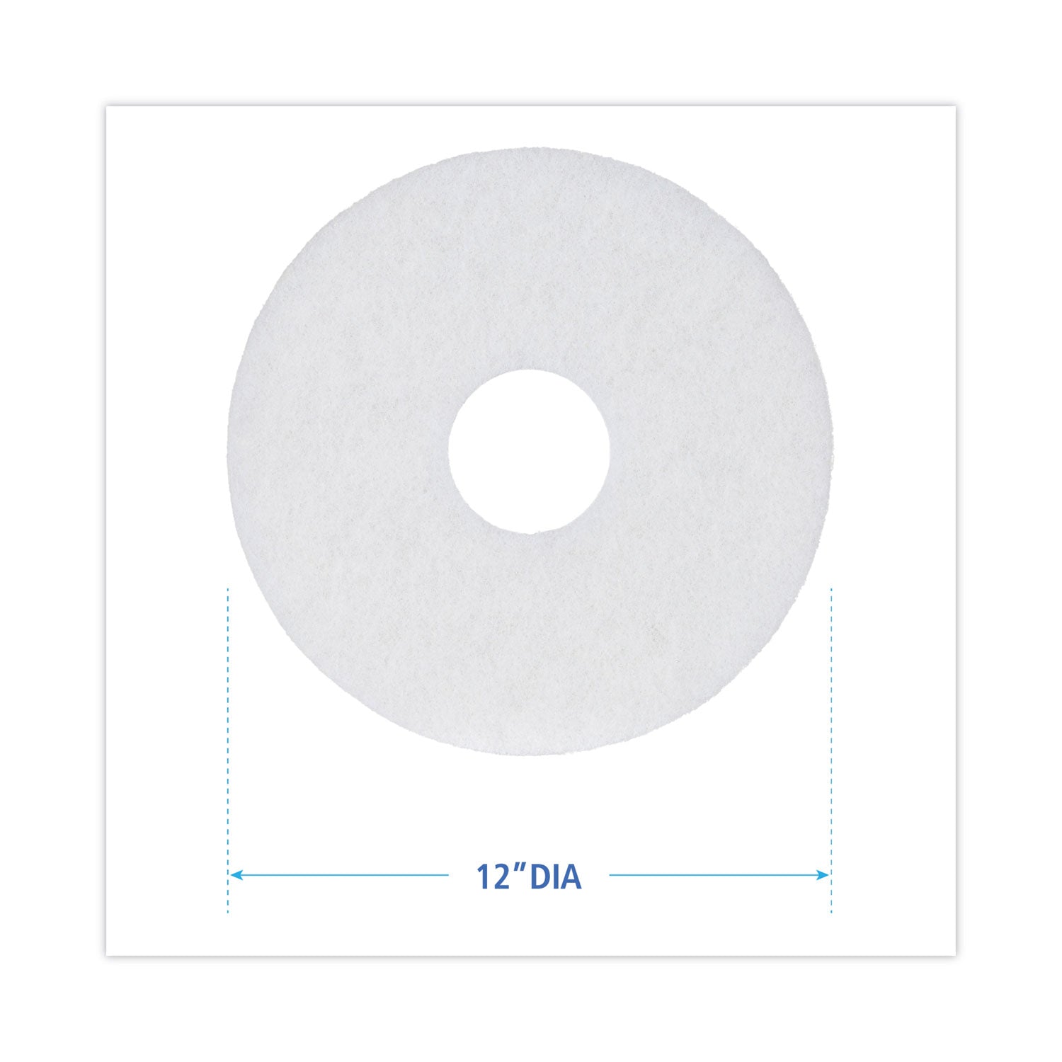 Boardwalk® Polishing Floor Pads, 12" Diameter, White, 5/carton