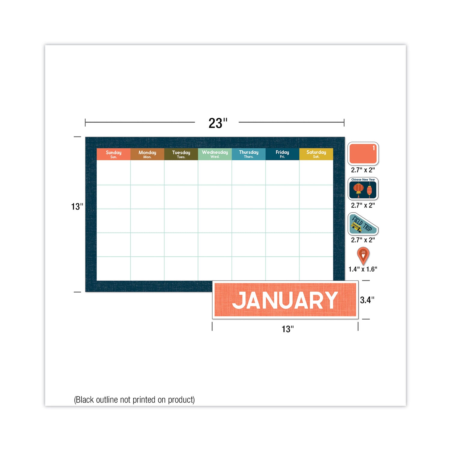 Carson-Dellosa Education Calendar Bulletin Board Sets, 123-Piece Set, Let's Explore, 23" x 13", Multicolor