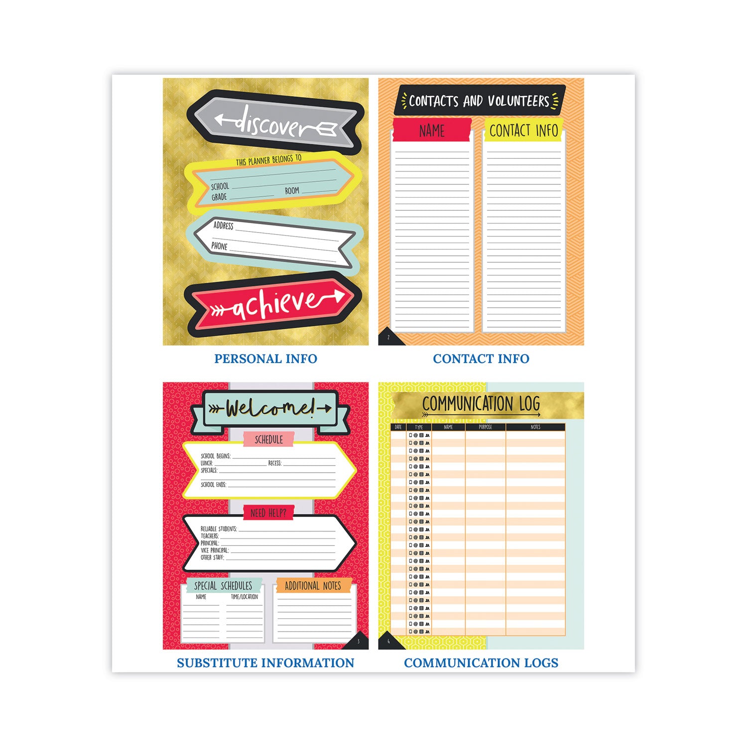 Carson-Dellosa Education Teacher Planner, Weekly/Monthly, Two-Page Spread (Seven Subjects), Two-Page Spread (One Month), 11 x 8.5, Multicolor Cover