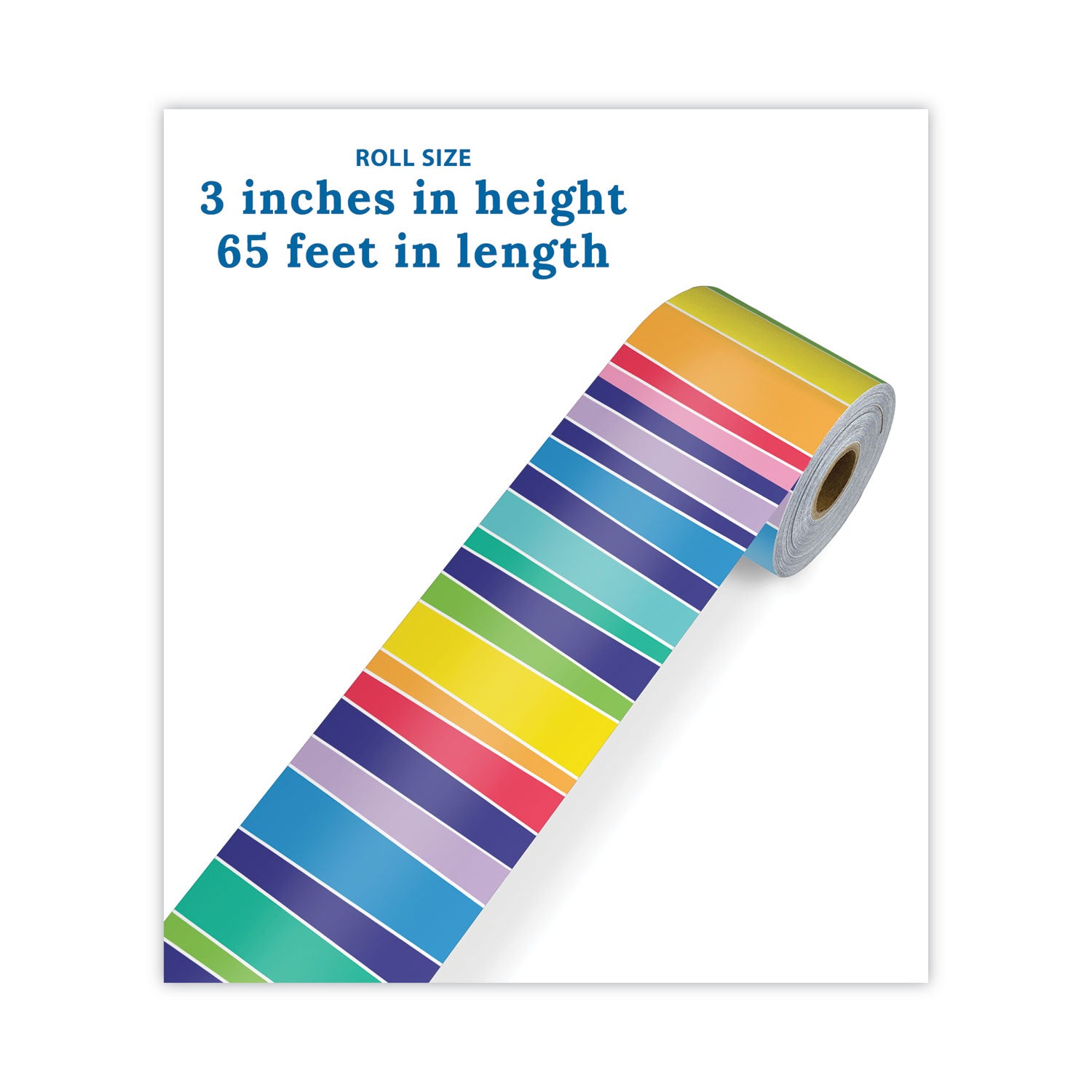 Carson-Dellosa Education Rolled Borders, Straight Border, Back to School: Rainbow, 2.25" x 65 ft, Multicolor