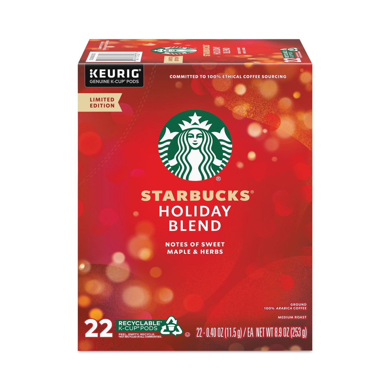 Starbucks® Holiday Blend Coffee, K-Cups, 22/Box, 4 Boxes/Carton