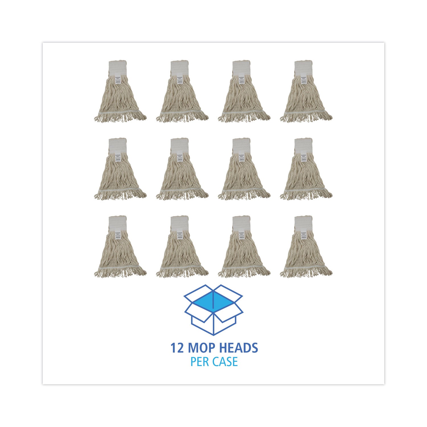 Boardwalk® Mop Head, Pro Loop Web/tailband, Premium Saddleback Head, Ctn, 24-Oz., Wh, 12/ct