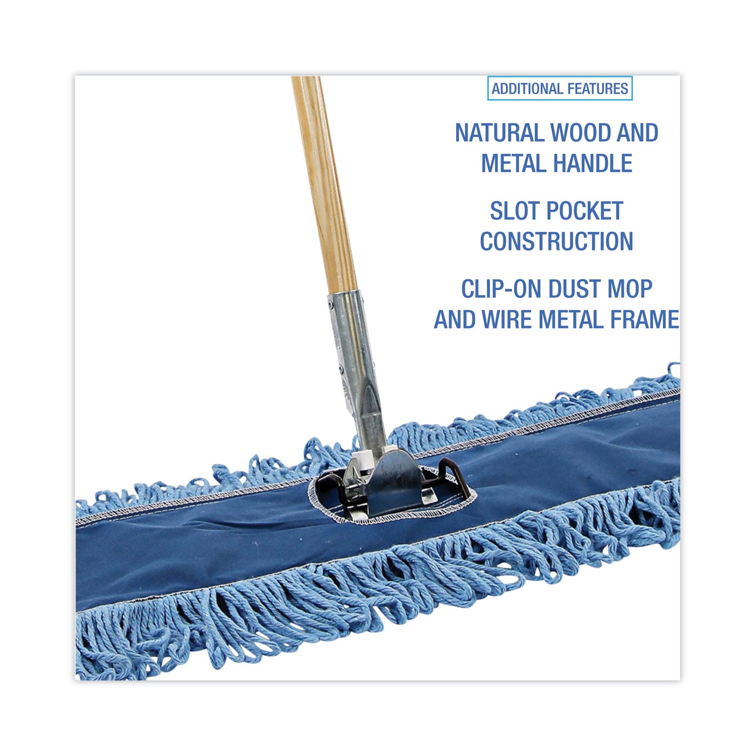 Boardwalk® Dry Mopping Kit, 36 X 5 Blue Blended Synthetic Head, 60" Natural Wood/metal Handle