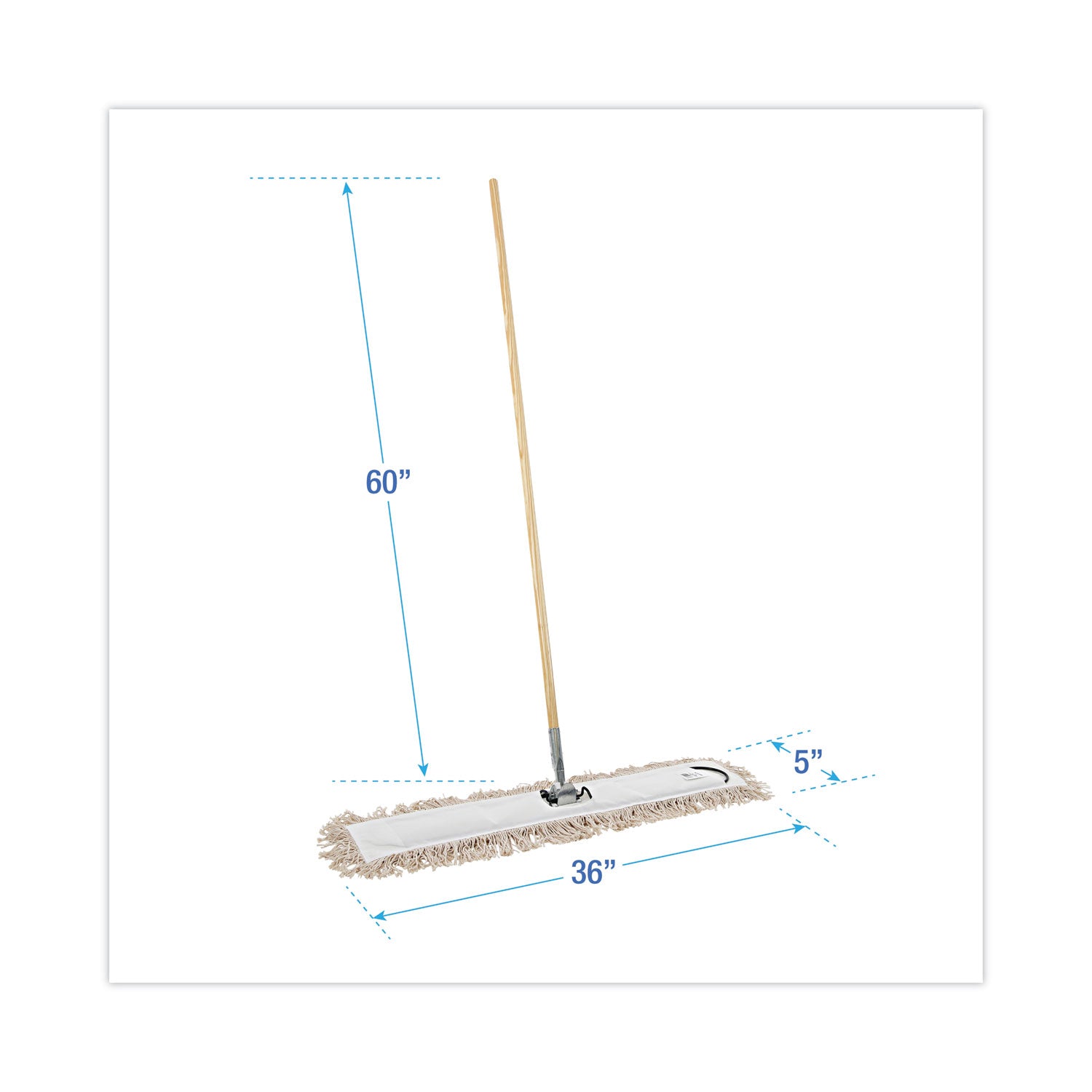 Boardwalk® Cotton Dry Mopping Kit, 36 X 5 Natural Cotton Head, 60" Natural Wood Handle