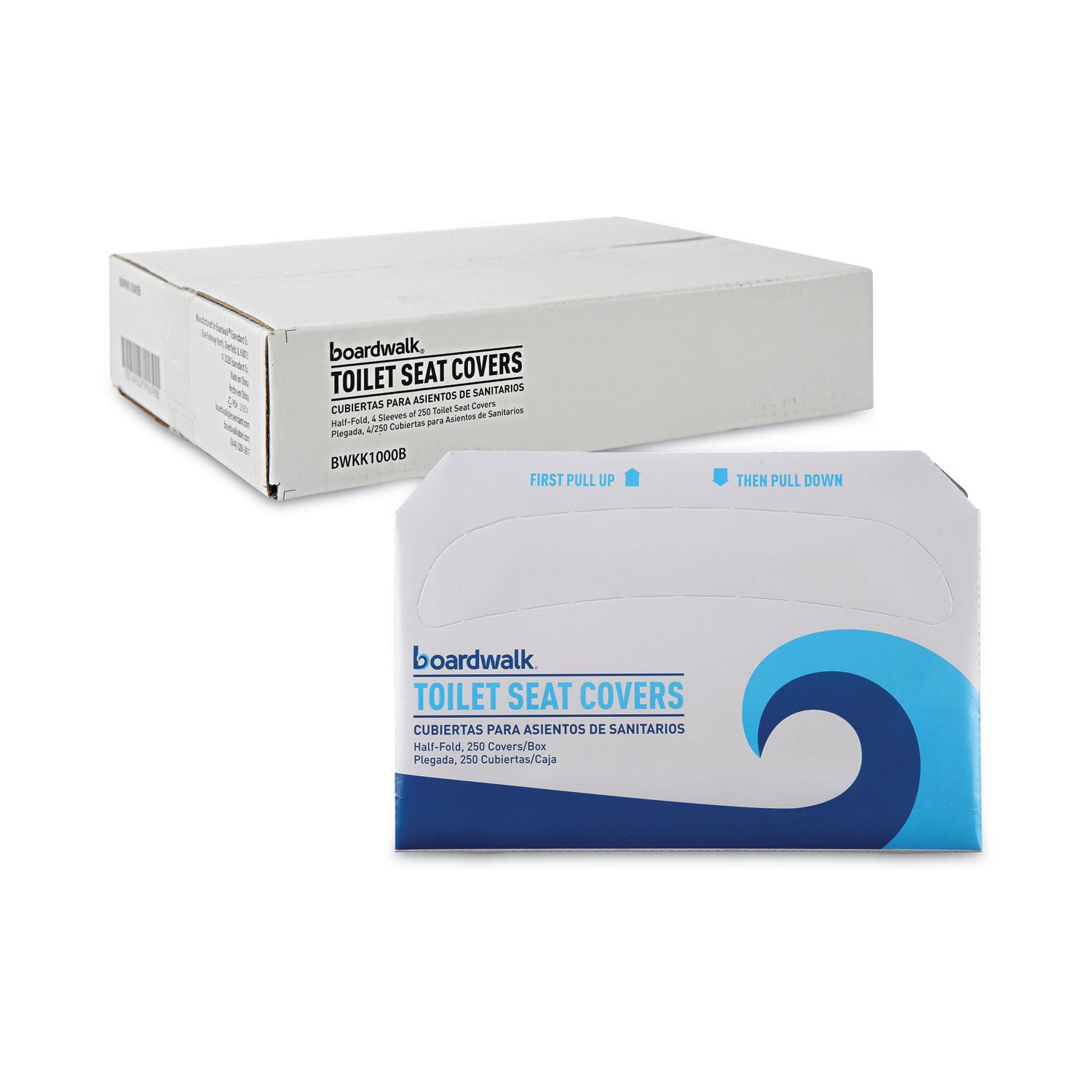 Boardwalk® Premium Half-Fold Toilet Seat Covers, 14.17 x 16.73, White, 250 Covers/Sleeve, 4 Sleeves/Carton