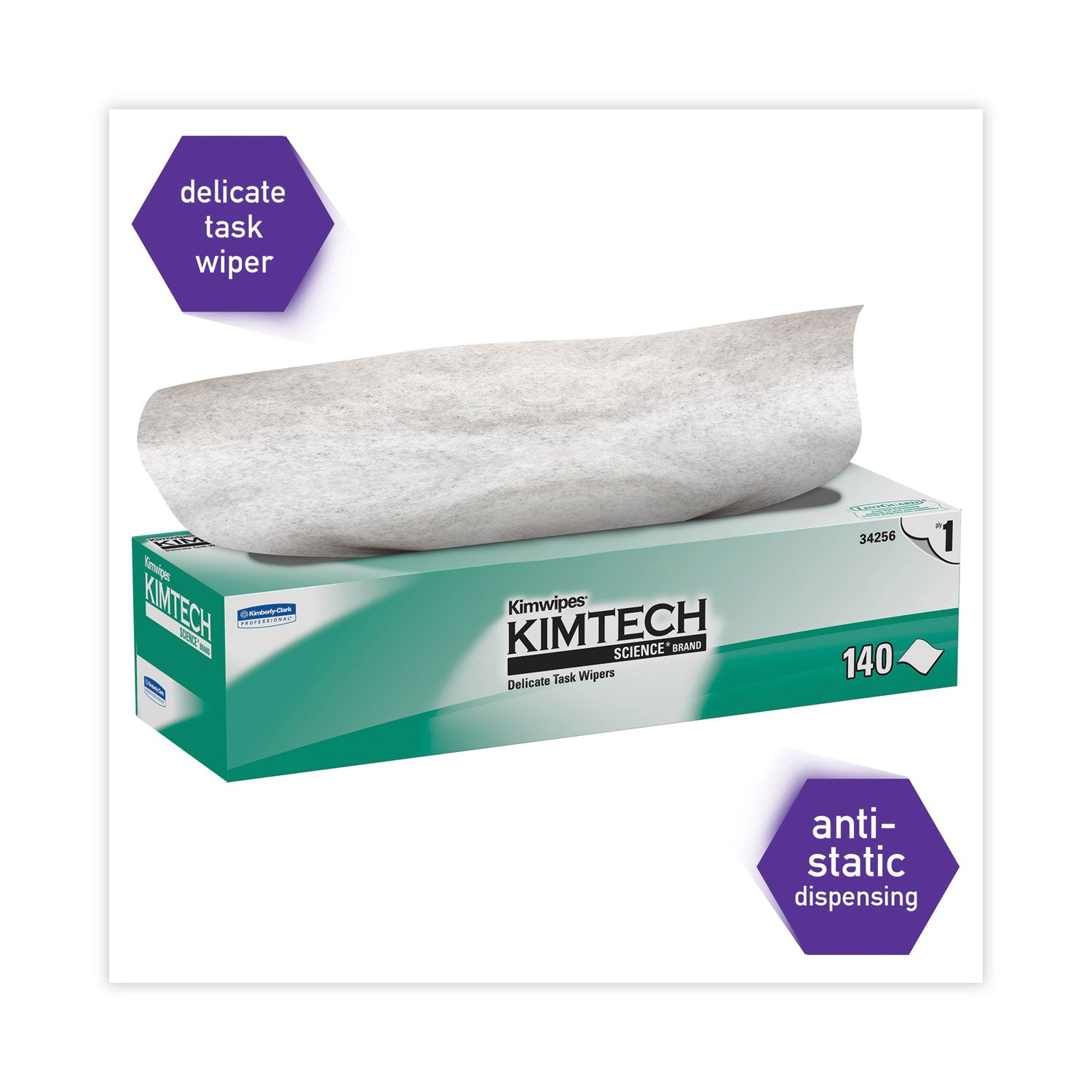 Kimtech™ Kimwipes Delicate Task Wipers, 1-Ply, 14.7 x 16.6, Unscented, White, 144/Box