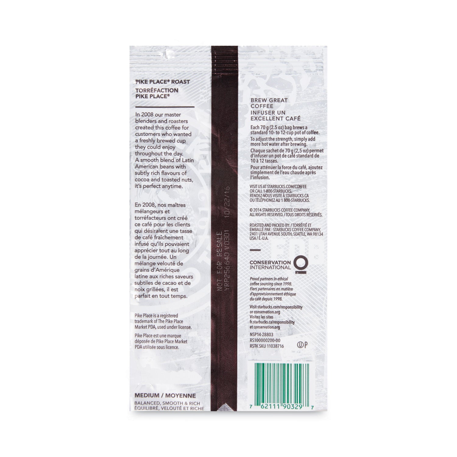 Starbucks® Coffee, Pike Place, 2.5oz, 18/box