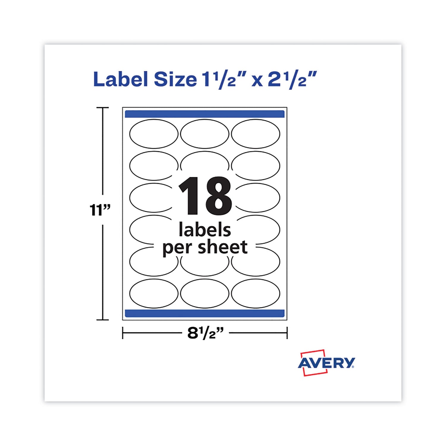 Avery® Laser/Inkjet Media Labels, Inkjet/Laser Printers, 1.5 x 2.5, White, 18 Labels/Sheet, 25 Sheets/Pack