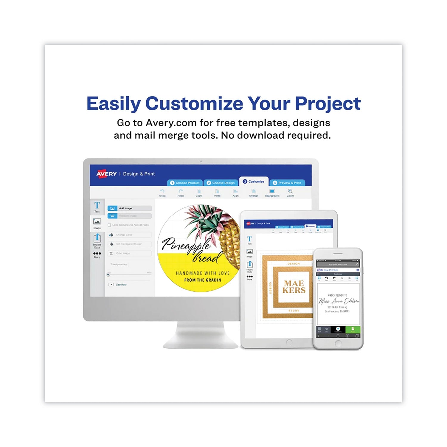Avery® Laser/Inkjet Media Labels, Inkjet/Laser Printers, 1.5 x 2.5, White, 18 Labels/Sheet, 25 Sheets/Pack