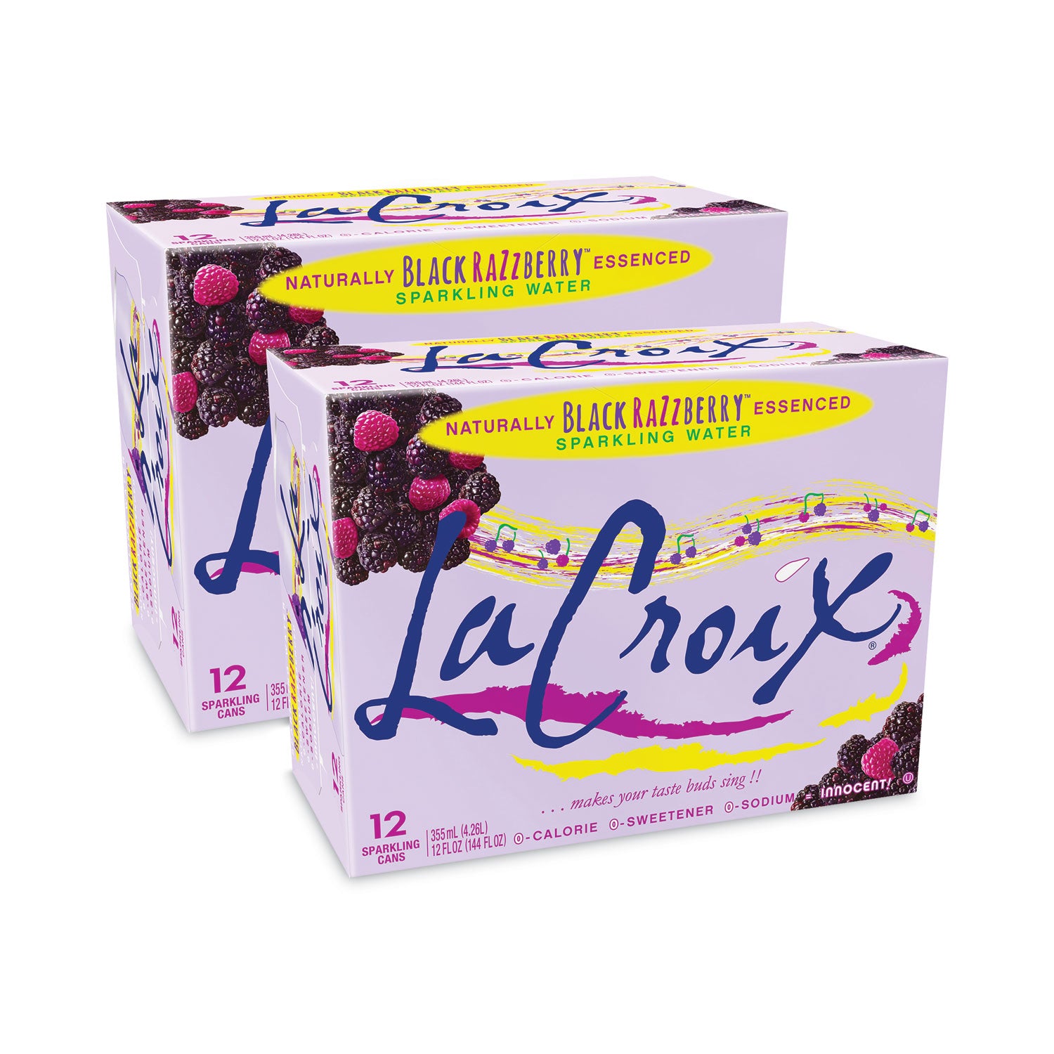 LaCroix® Sparkling Water, Black Razzberry, 12 oz Can, 12 Cans/Pack, 2 Packs/Carton