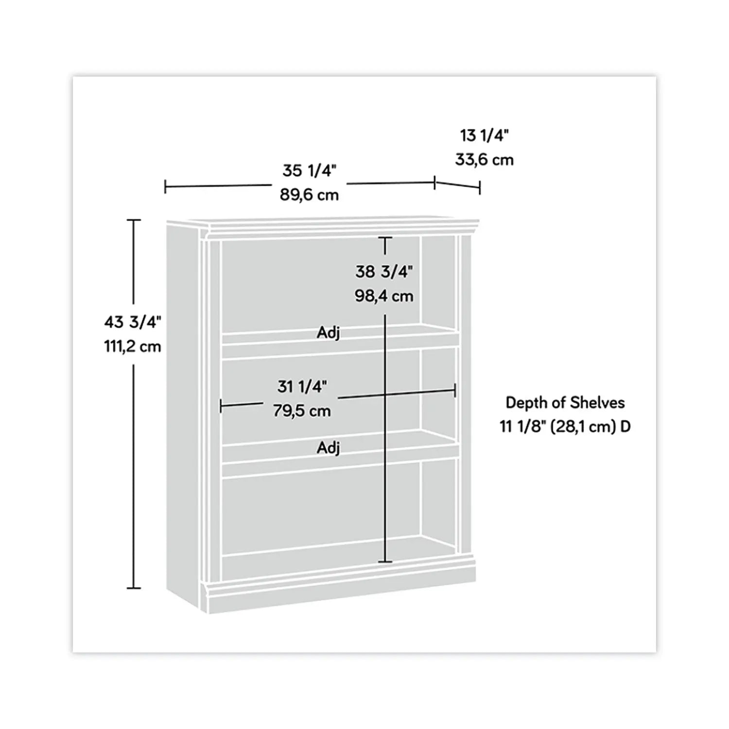 Select Collection Bookcase, Three-Shelf, 35.37w x 13.22d x 69.76h, Estate Black Sauder® Flipcost
