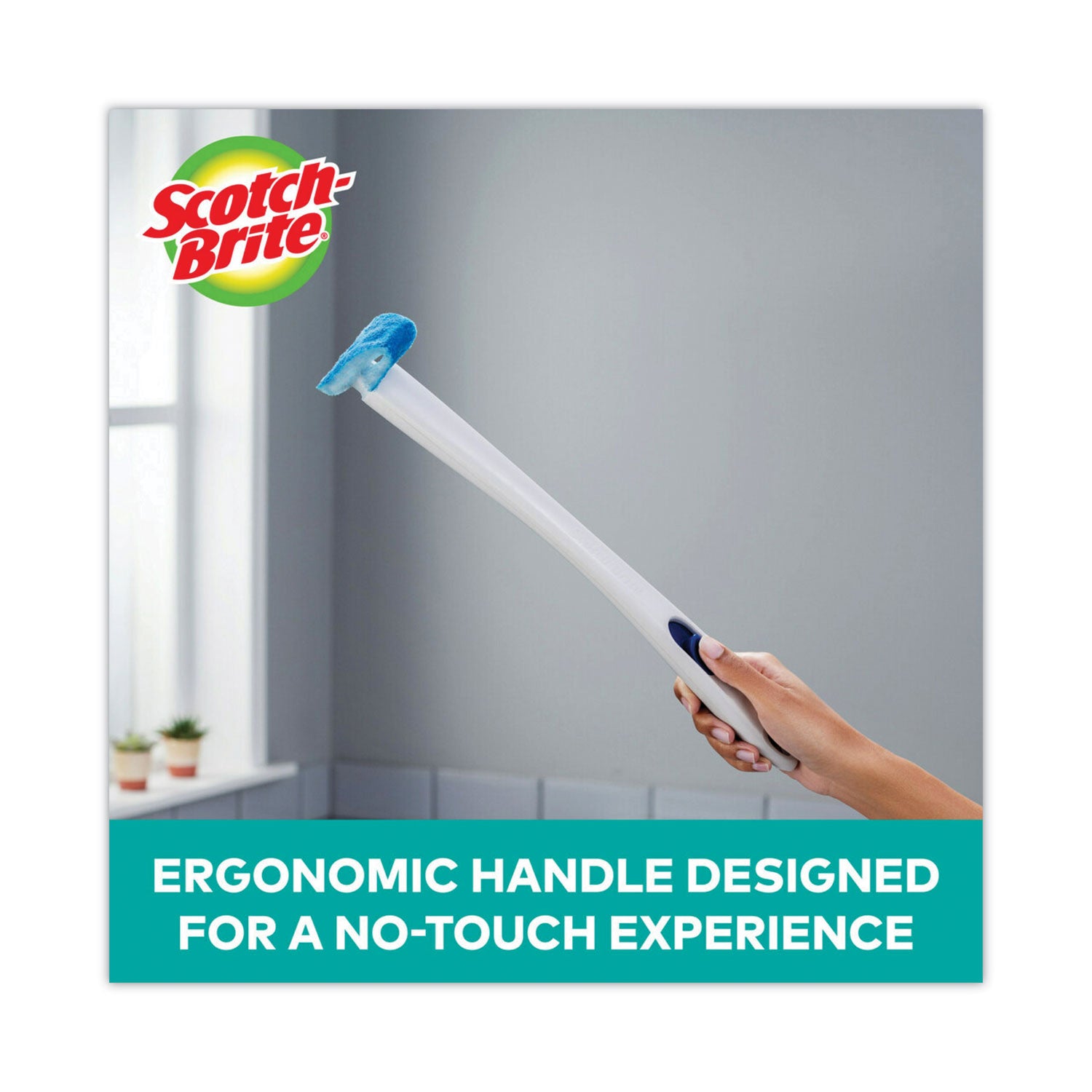 Scotch-Brite® Toilet Scrubber Starter Kit, 1 Handle And 5 Scrubbers, White/Blue