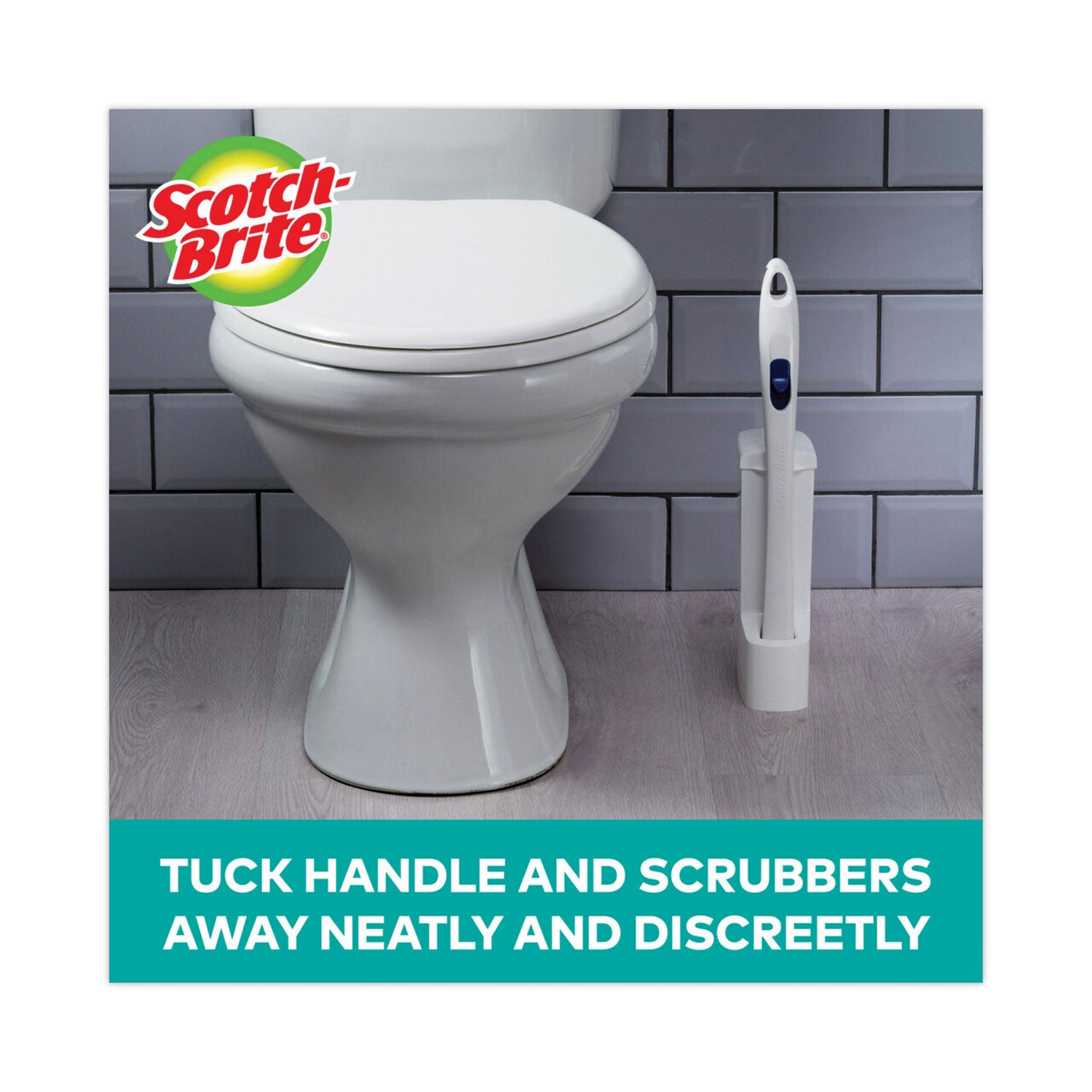 Scotch-Brite® Toilet Scrubber Starter Kit, 1 Handle And 5 Scrubbers, White/Blue
