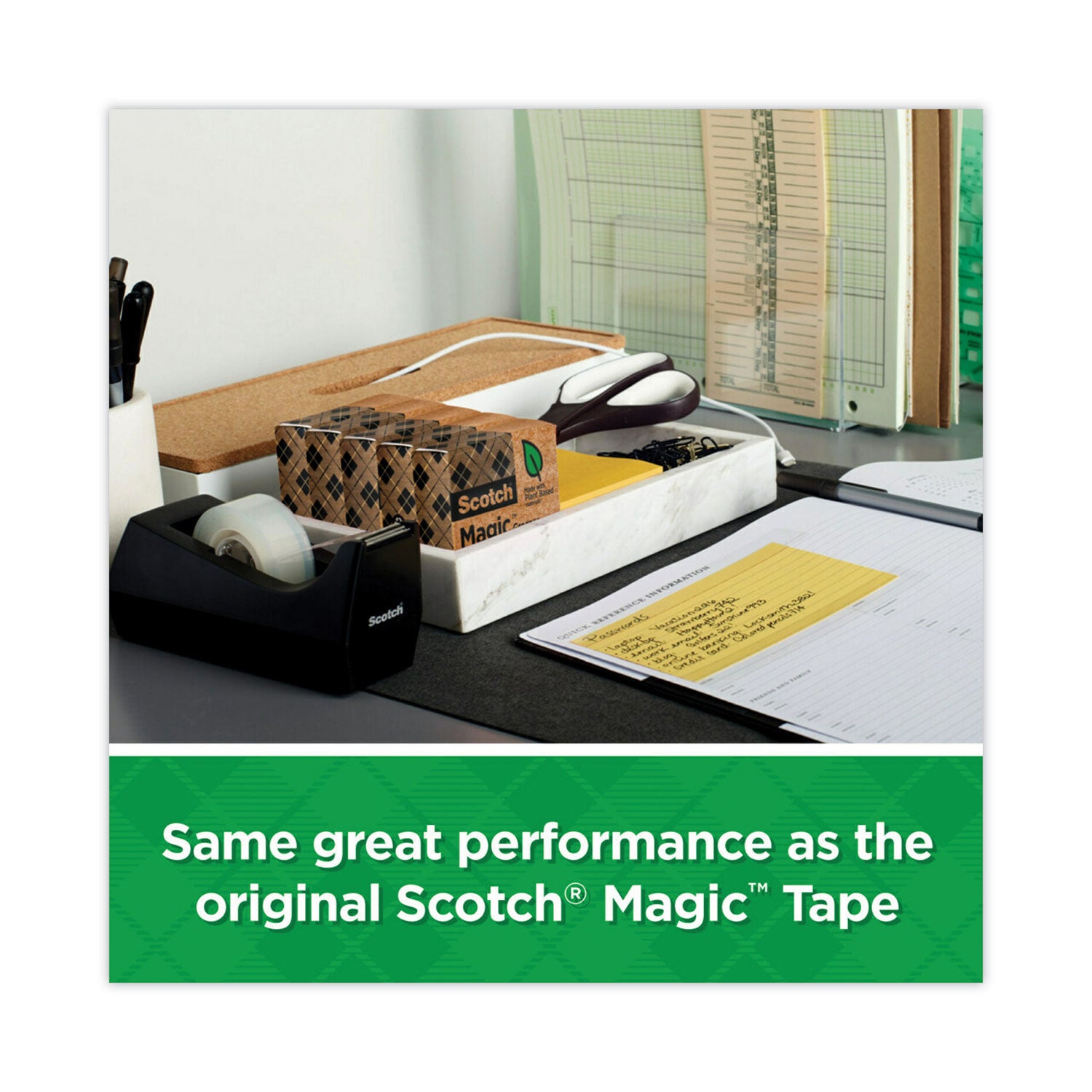 Scotch® Magic Greener Tape With C38 Dispenser, 1" Core, 0.75" X 75 Ft, Clear, 6/pack