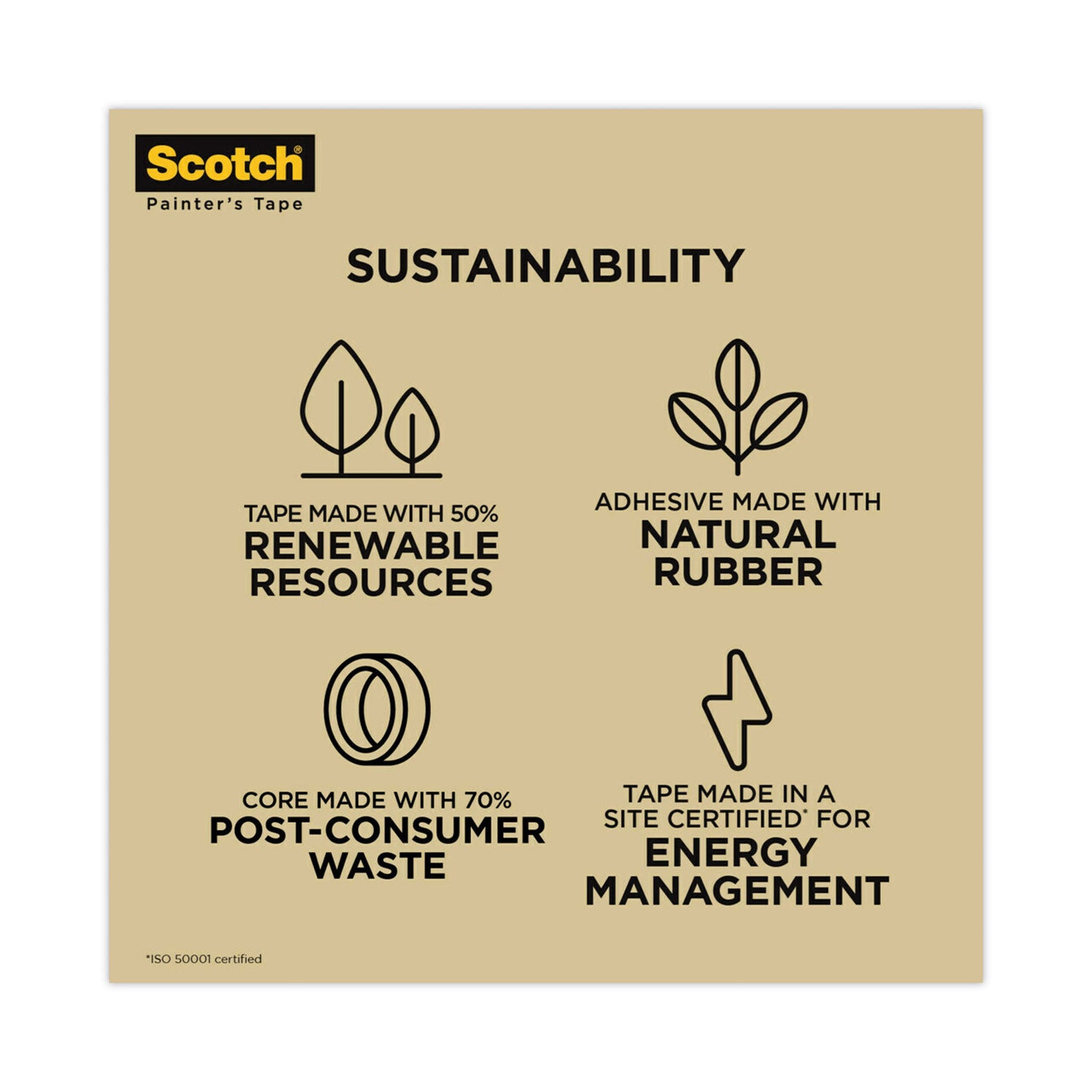 Scotch® Commercial-Grade Masking Tape For Production Painting, 3" Core, 1.88" X 60 Yds, Natural