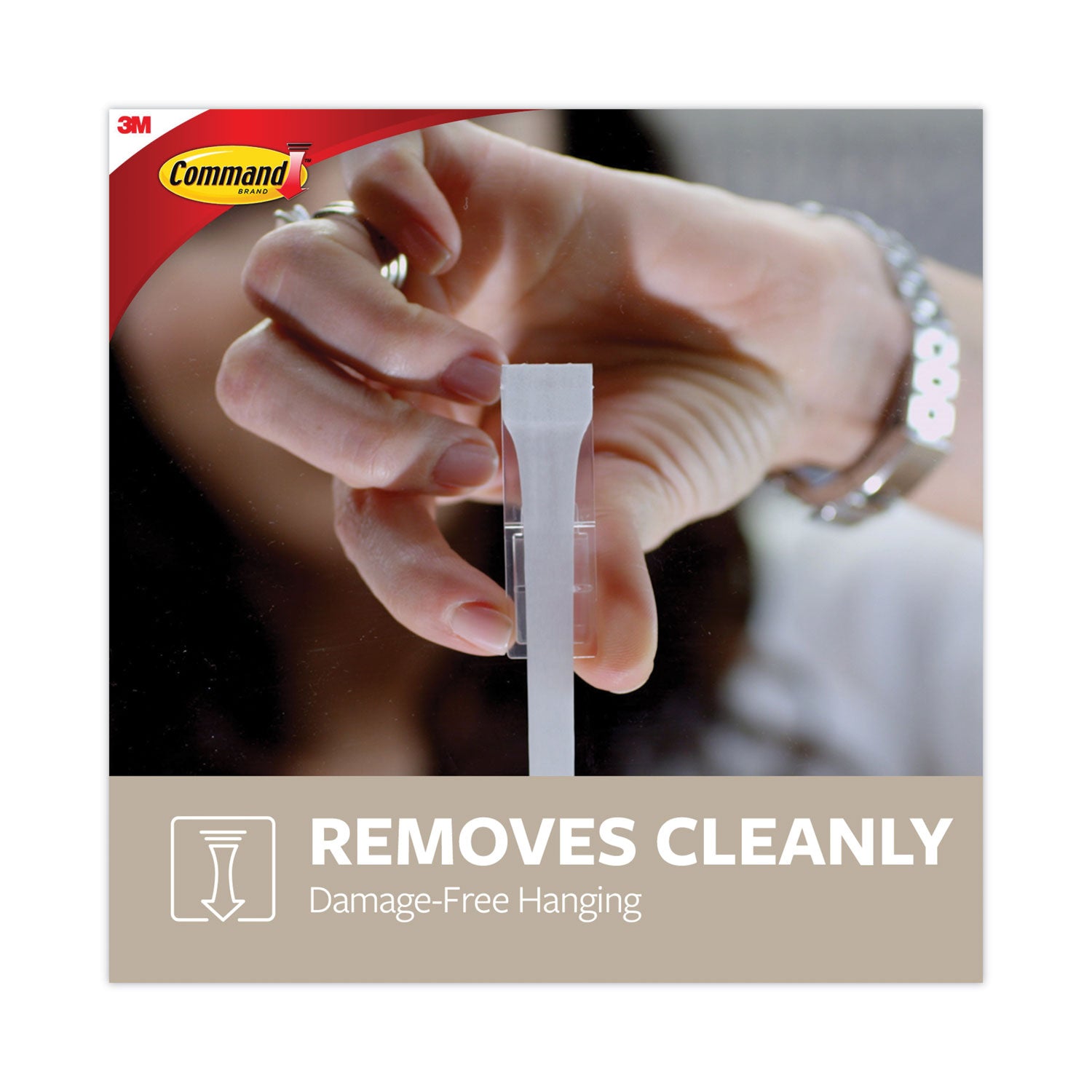 Command™ Adhesive Mount Metal Hook, Large, Brushed Nickel Finish, 5 lb Capacity, 2 Hooks and 4 Strips/Pack