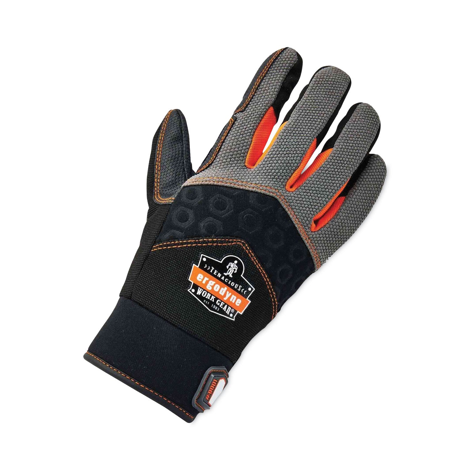 ergodyne® ProFlex 9001 Full-Finger Impact Gloves, Black, Small, Pair