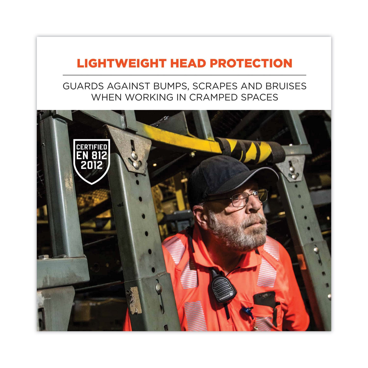 ergodyne® Skullerz 8955 Lightweight Bump Cap Hat, Long Brim, Black