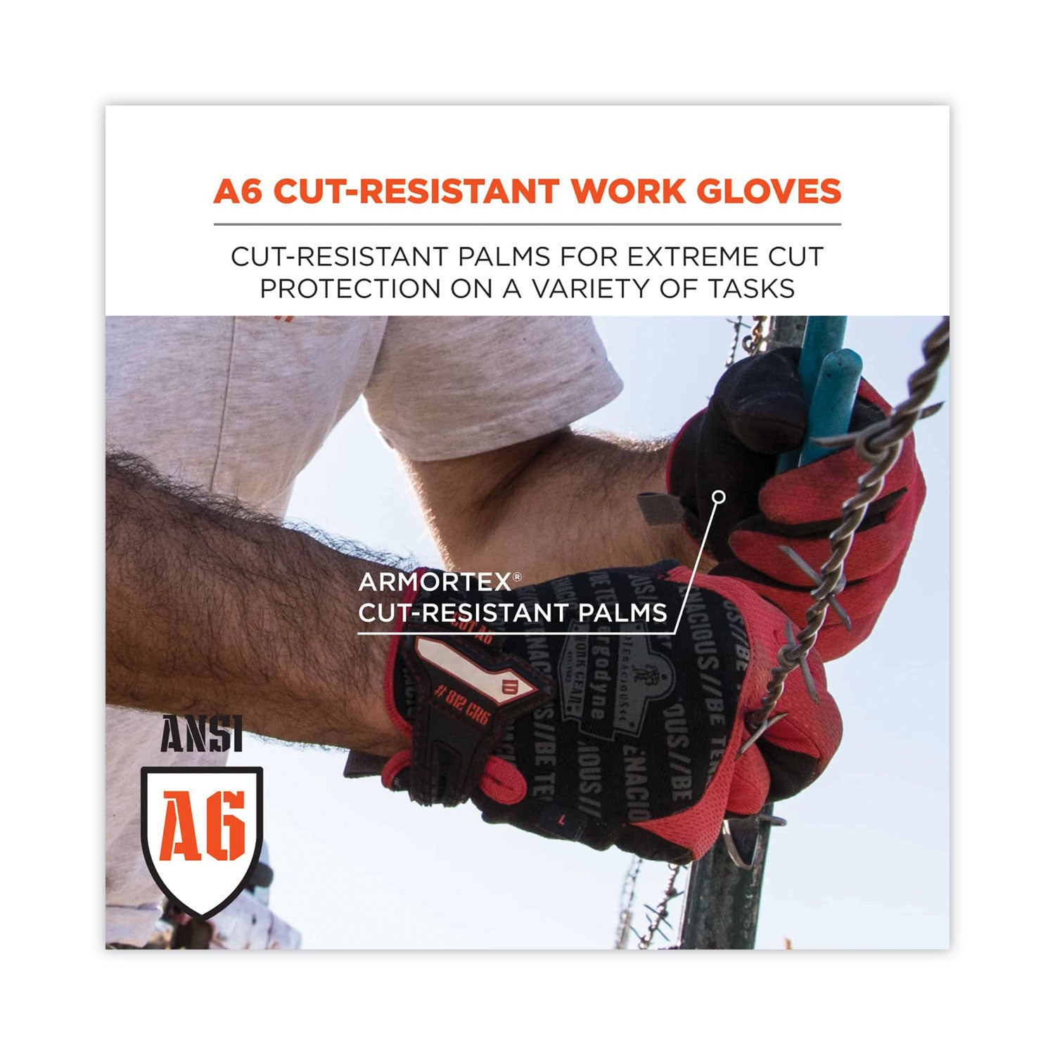 ergodyne® ProFlex 812CR6 ANSI A6 Utility and CR Gloves, Black, X-Large, Pair