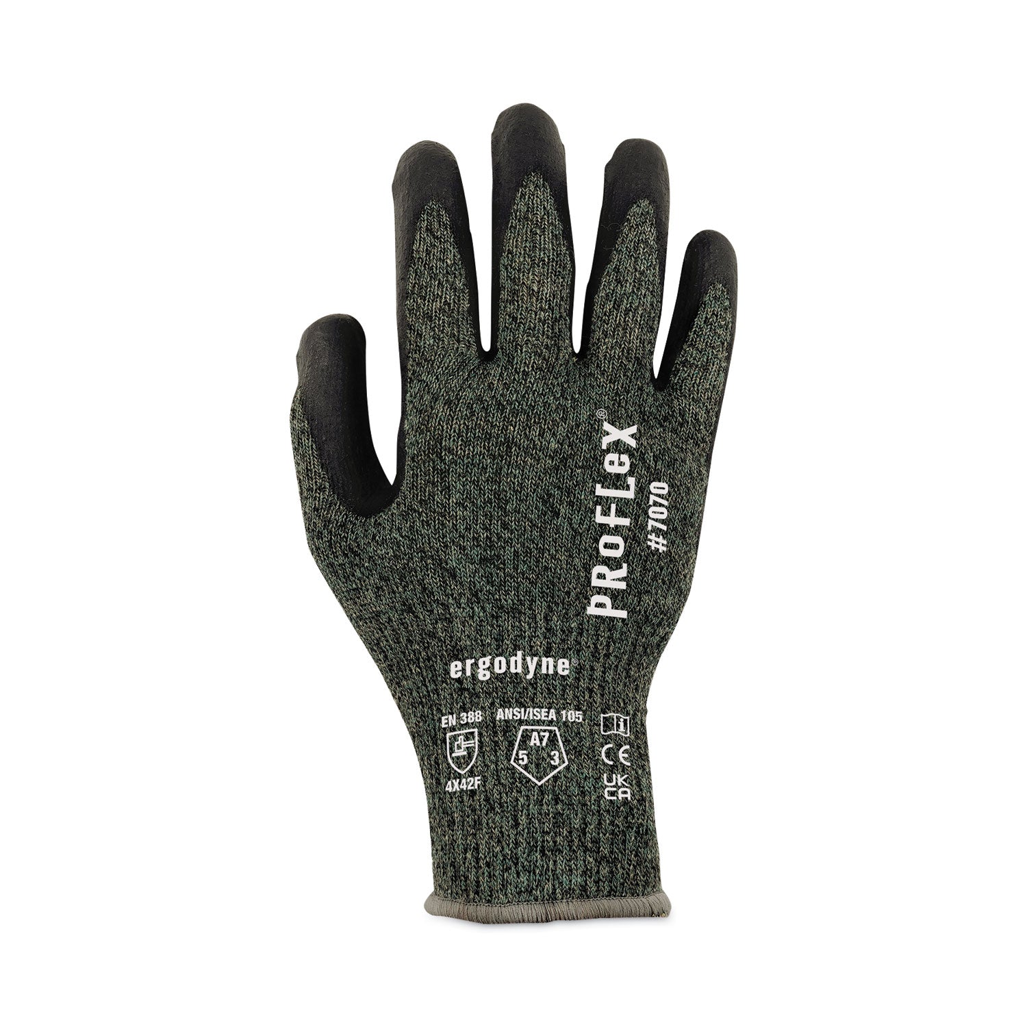 ergodyne® ProFlex 7070 ANSI A7 Nitrile Coated CR Gloves, Green, X-Large, Pair