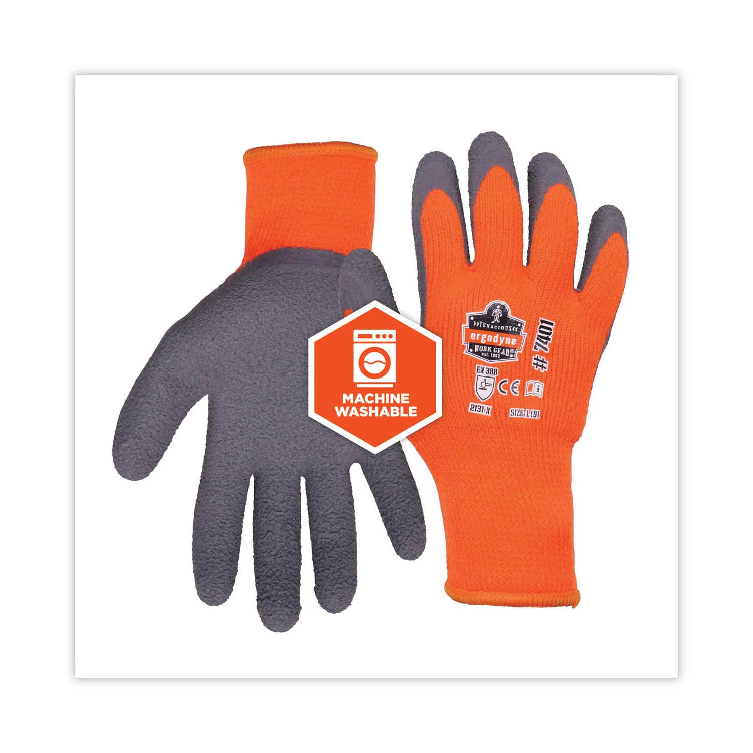 Ergodyne® ProFlex 7401 Coated Lightweight Winter Gloves, Orange, X-Large, Pair