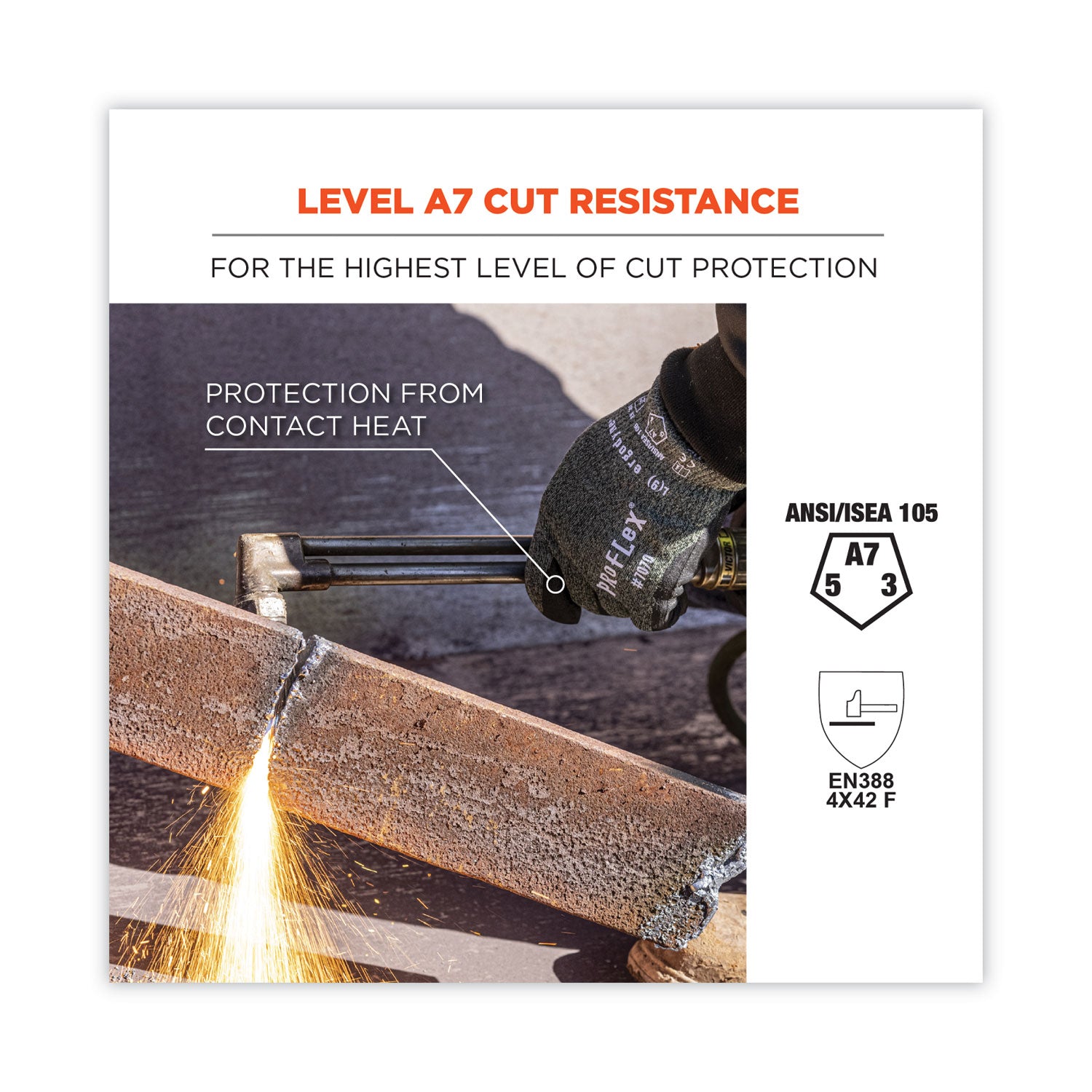 ergodyne® ProFlex 7070 ANSI A7 Nitrile Coated CR Gloves, Green, X-Large, Pair