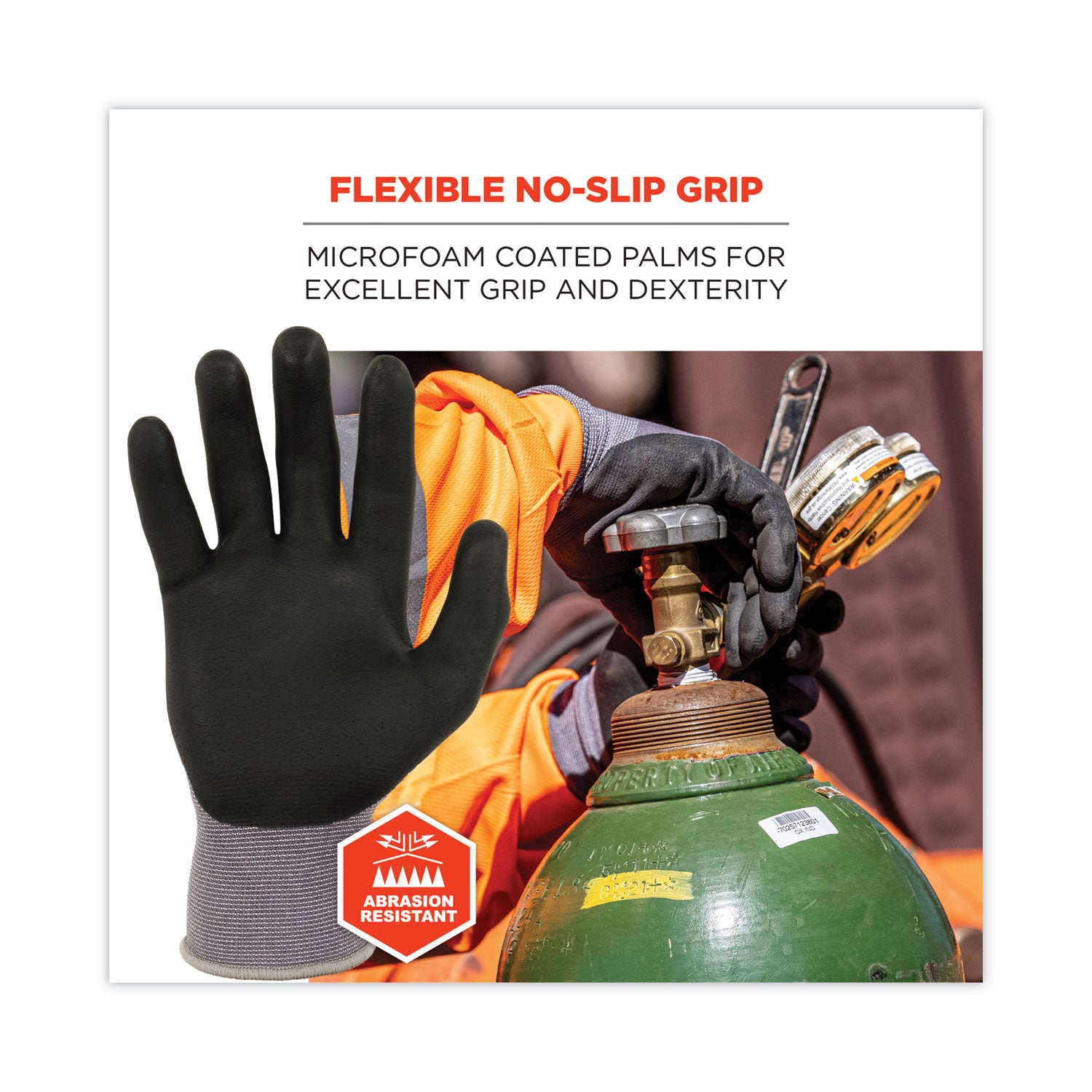 ergodyne® ProFlex 7000 Nitrile-Coated Gloves Microfoam Palm, Gray, Large, Pair