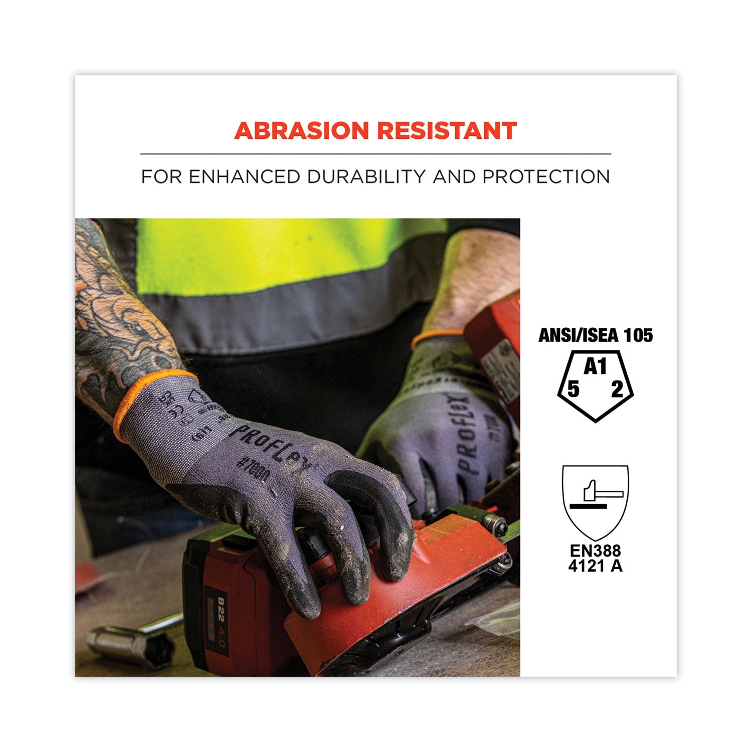 ergodyne® ProFlex 7000 Nitrile-Coated Gloves Microfoam Palm, Gray, Large, Pair