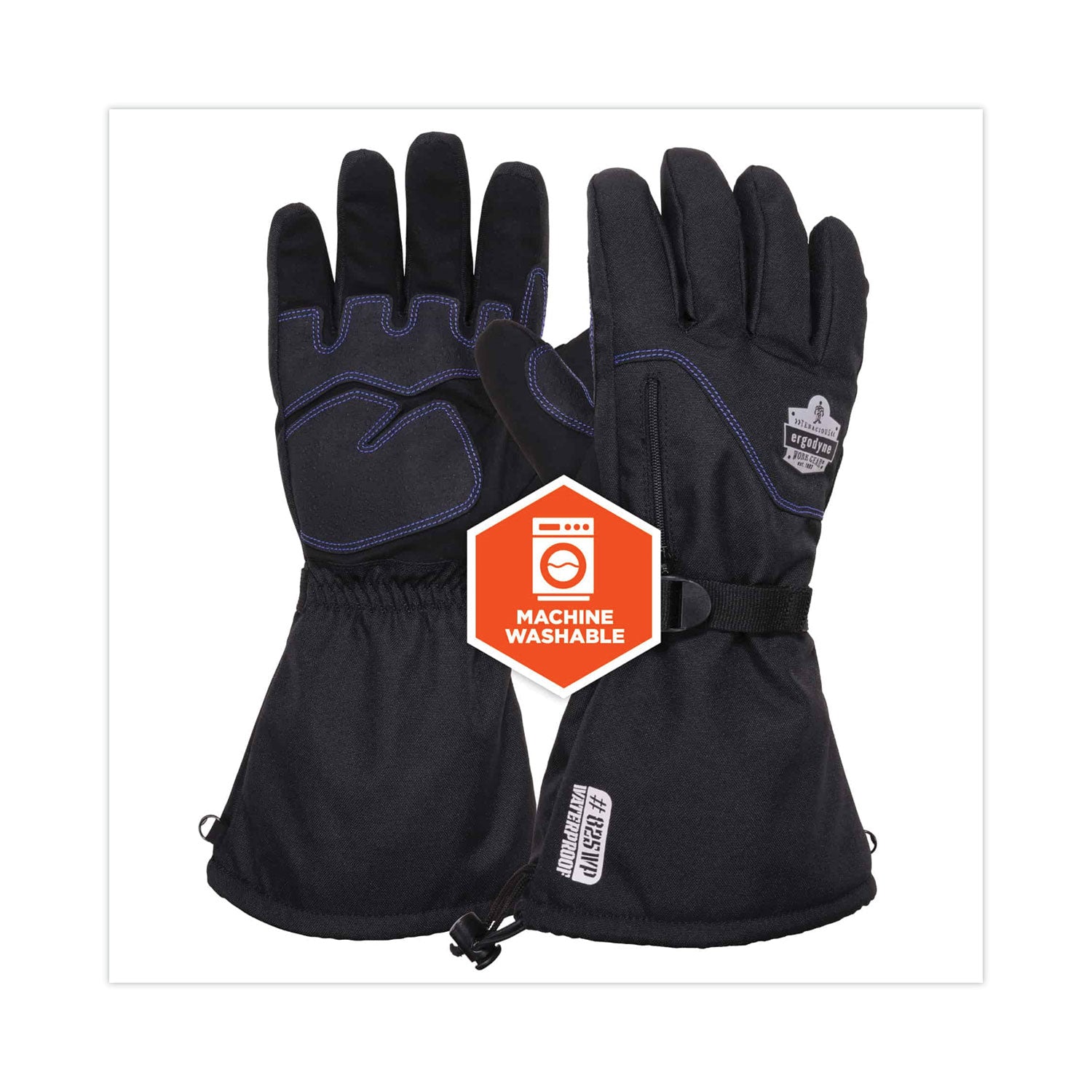 ergodyne® ProFlex 825WP Thermal Waterproof Winter Work Gloves, Black, Large, Pair