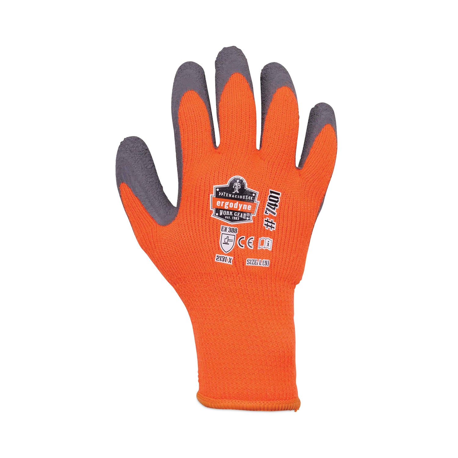 Ergodyne® ProFlex 7401 Coated Lightweight Winter Gloves, Orange, Large, Pair