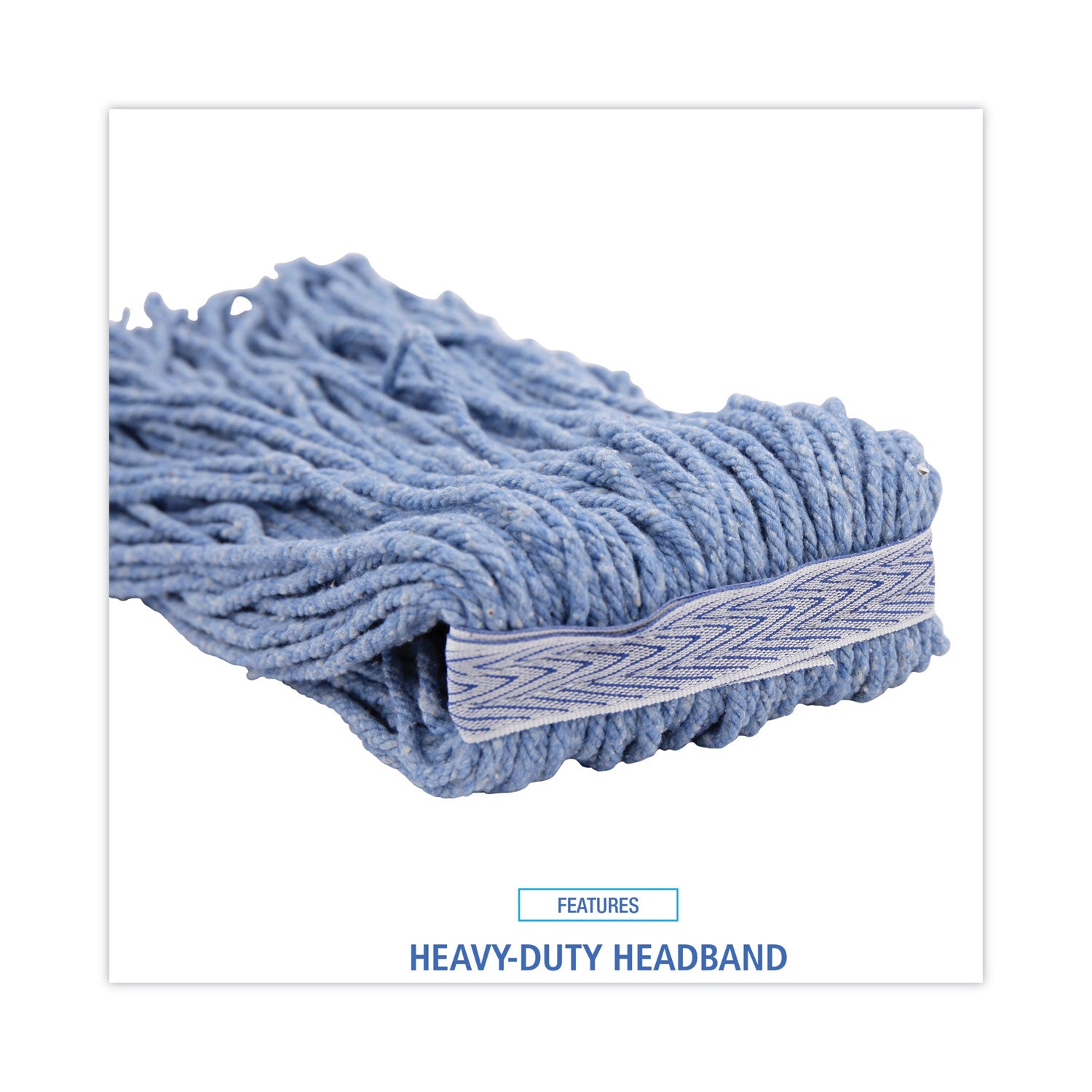 Boardwalk® Mop Head, Standard Head, Cotton/synthetic Fiber, Cut-End, #16., Blue