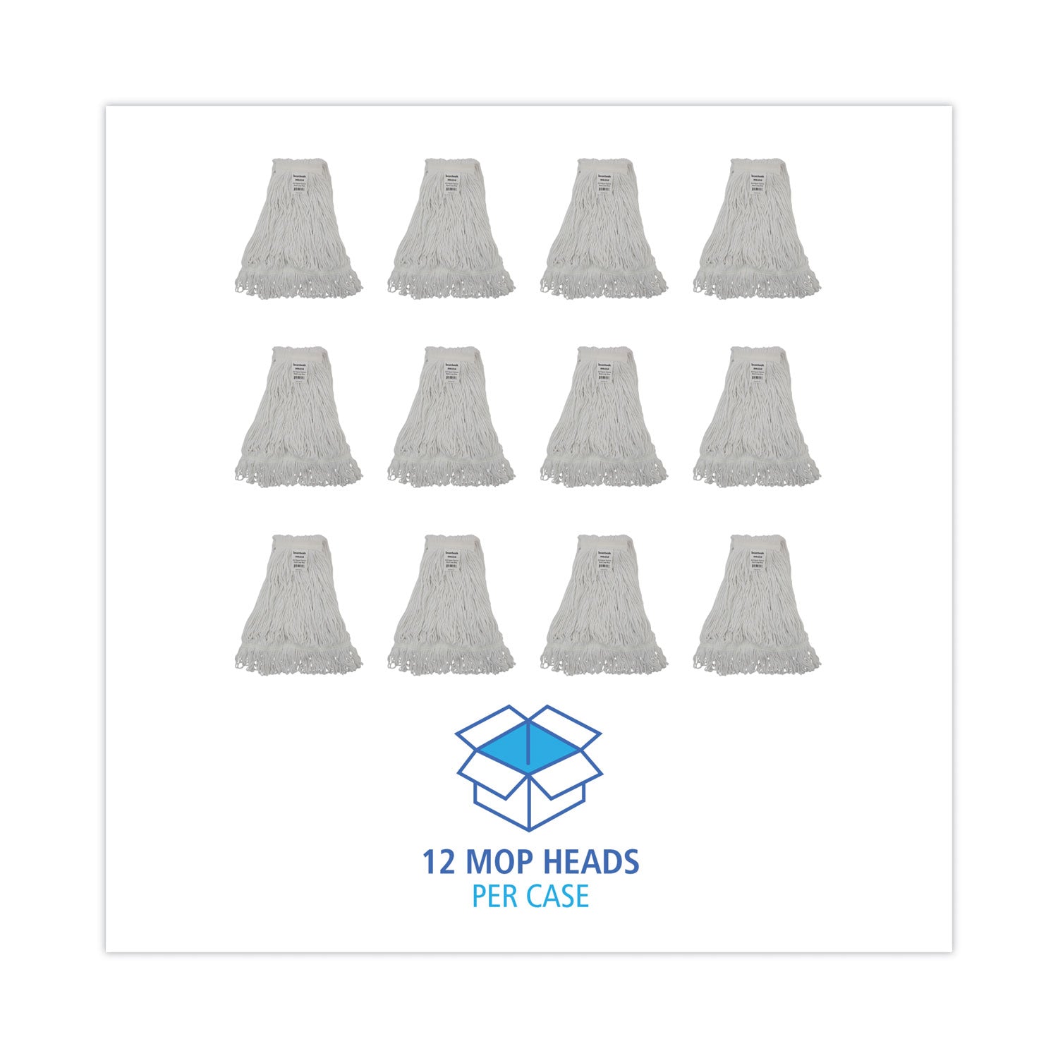 Boardwalk® Pro Loop Web/tailband Wet Mop Head, Rayon, #24 Size, White, 12/carton