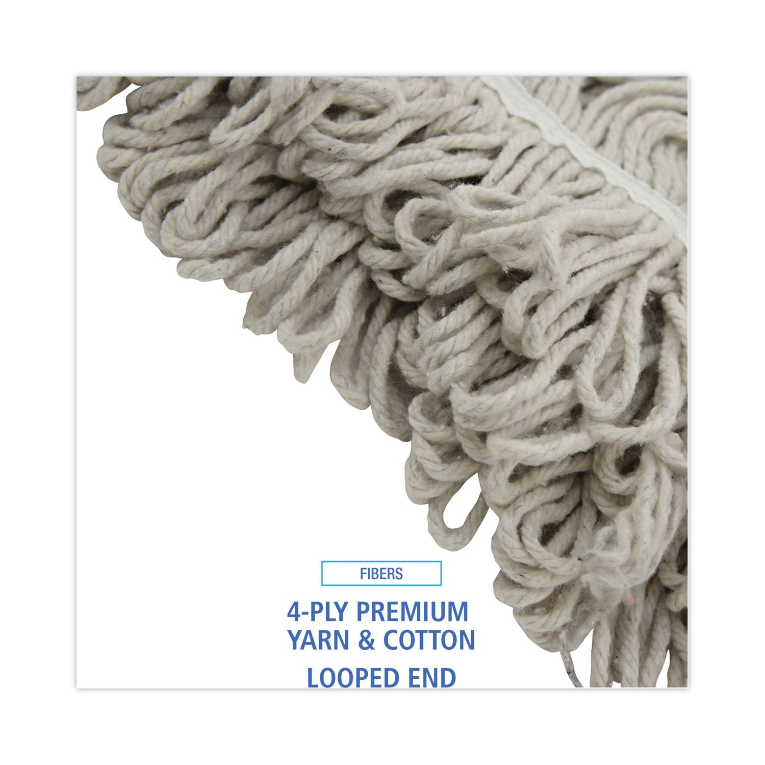 Boardwalk® Mop Head, Loop Web/tailband, Value Standard, Cotton, No. 32, White, 12/carton