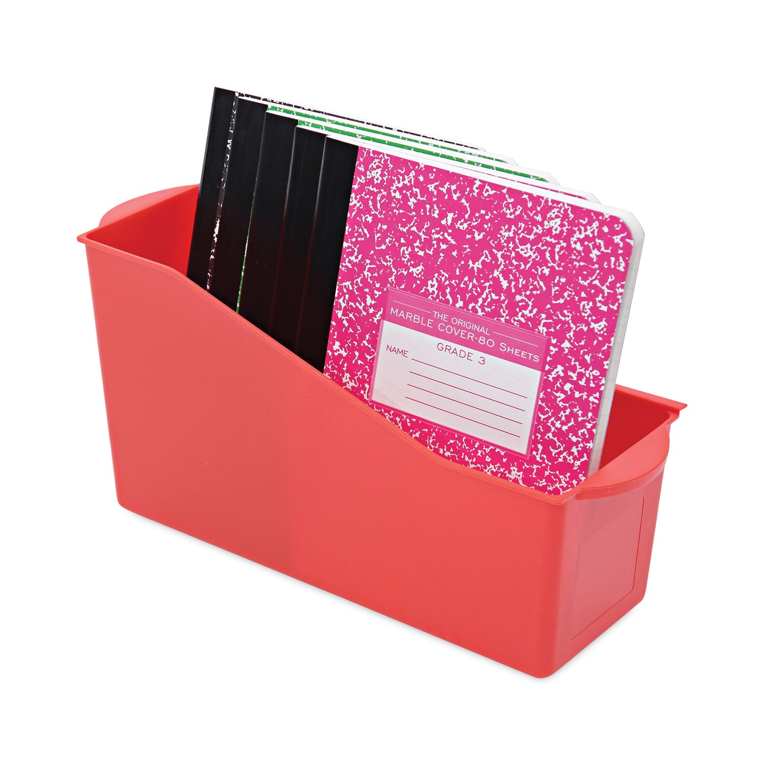 deflecto® Antimicrobial Book Bin, 14.2 x 5.34 x 7.35, Red
