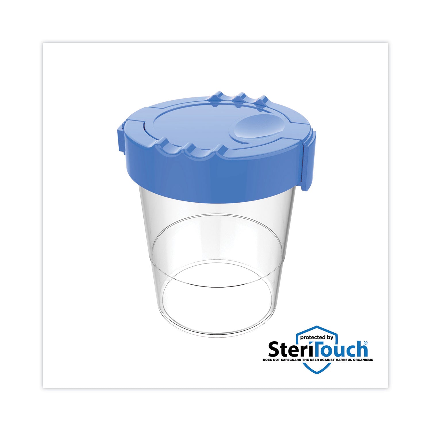 deflecto® Antimicrobial No Spill Paint Cup, 3.46 w x 3.93 h, Blue
