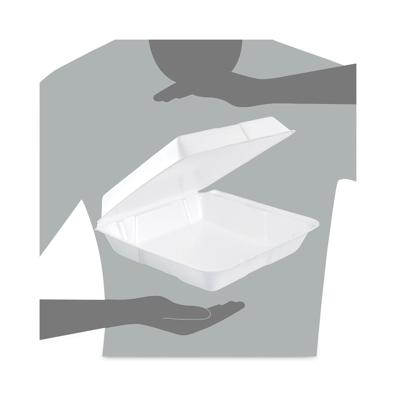 Dart® Insulated Foam Hinged Lid Containers, 9.3 x 9.5 x 3, White, 200/Pack, 2 Packs/Carton