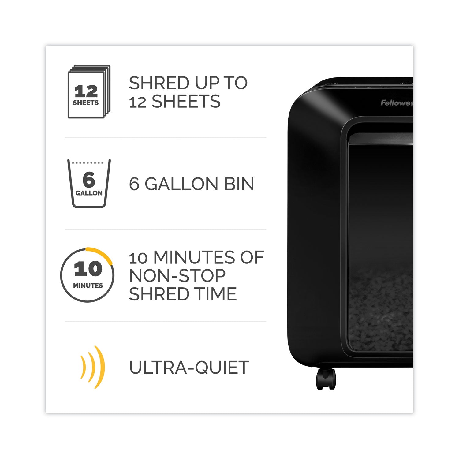 Fellowes® Powershred LX200 Micro-Cut Shredder, 12 Manual Sheet Capacity, Black