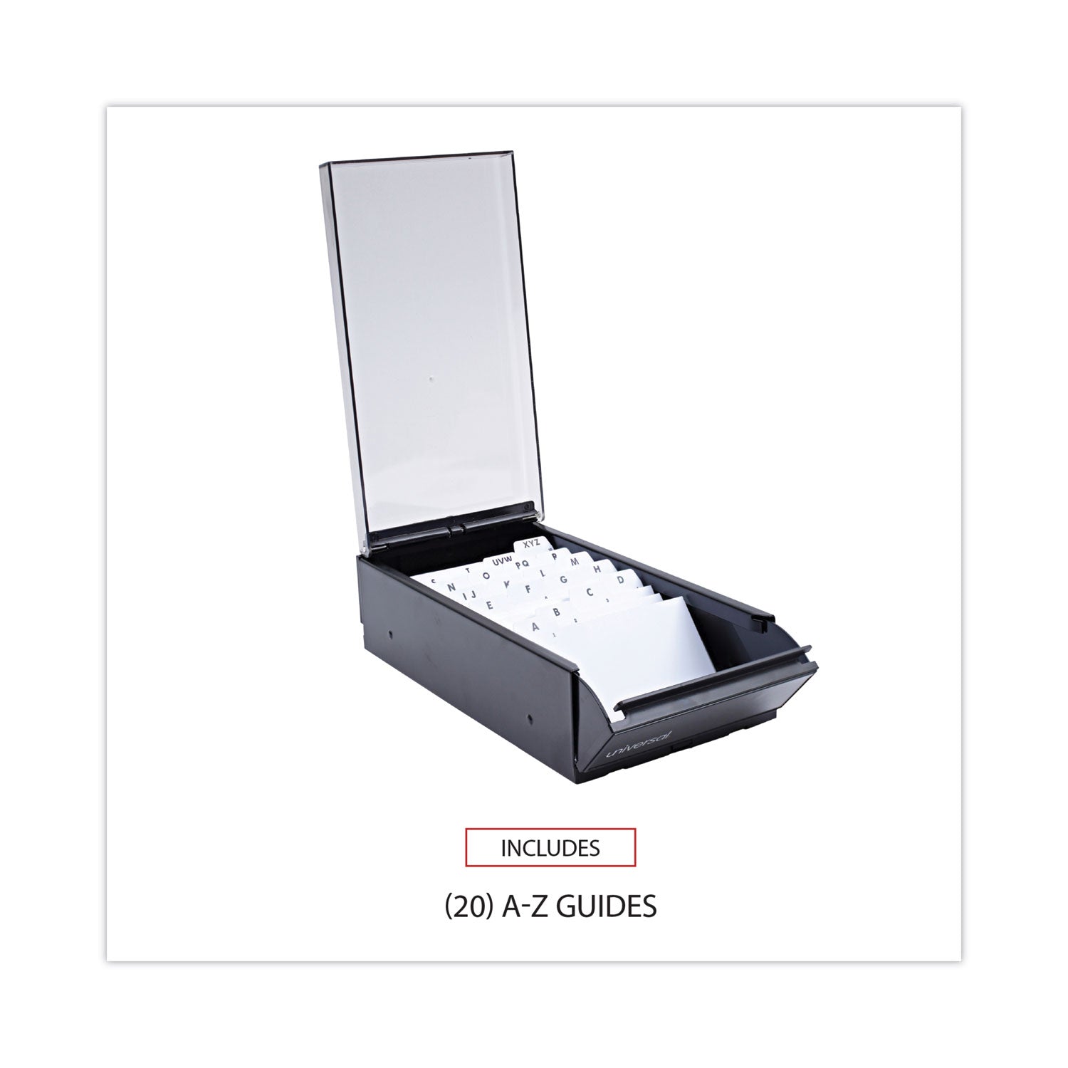 Universal® Business Card File, Holds 600 2 X 3.5 Cards, 4.25 X 8.25 X 2.5, Metal/plastic, Black
