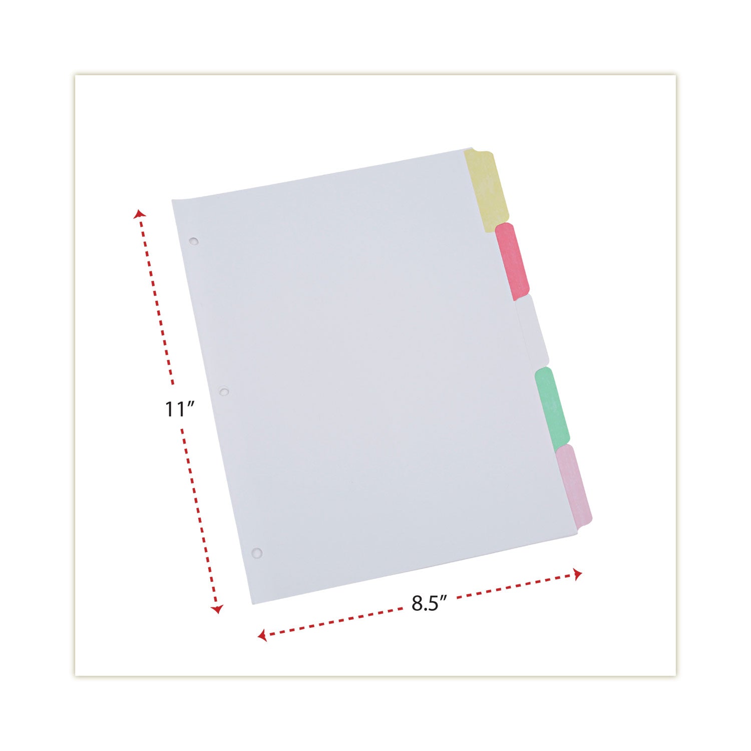 Universal® Deluxe Write-On/Erasable Tab Index, 5-Tab, 11 x 8.5, White, Assorted Tabs, 1 Set