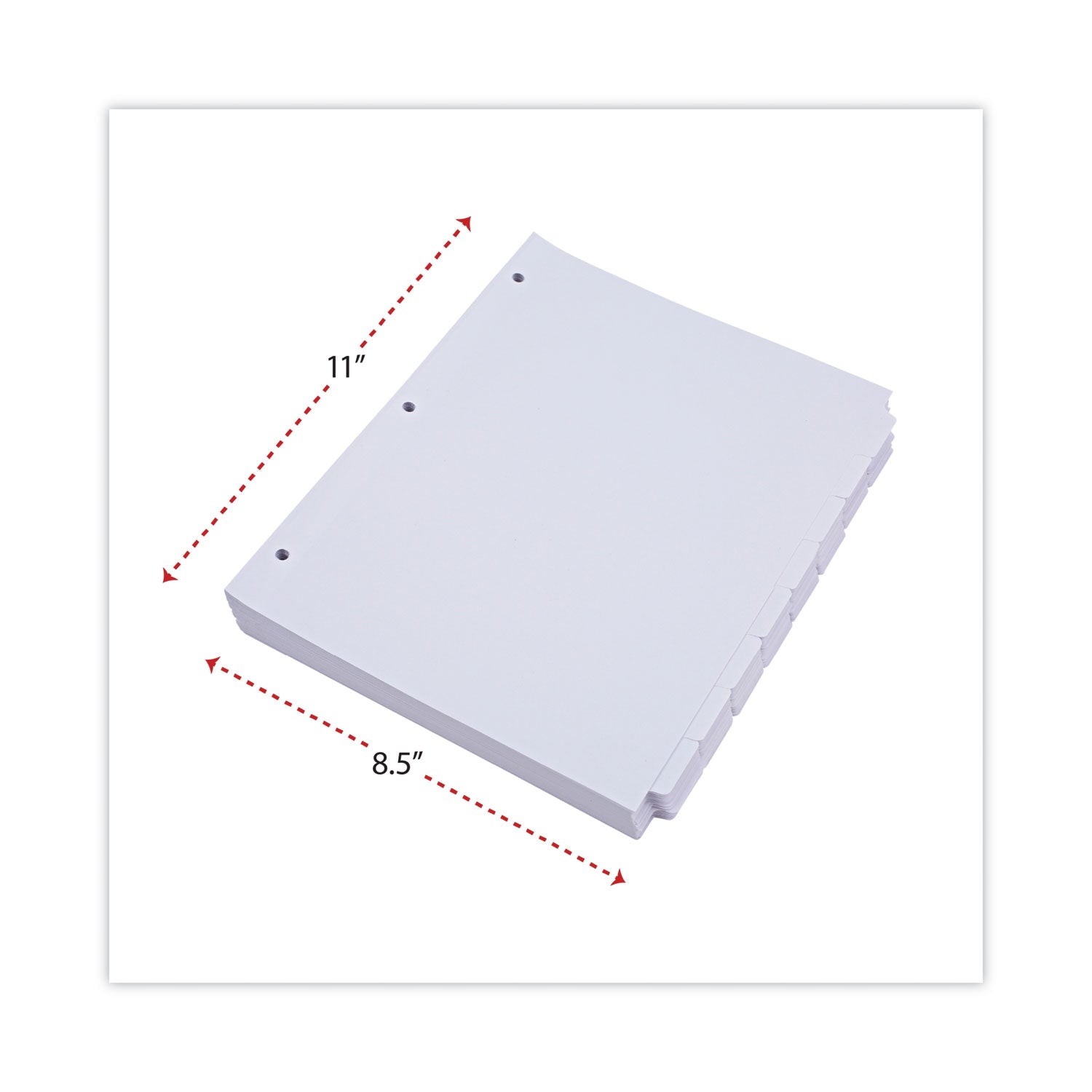 Universal® Self-Tab Index Dividers, 8-Tab, 11 X 8.5, White, 24 Sets