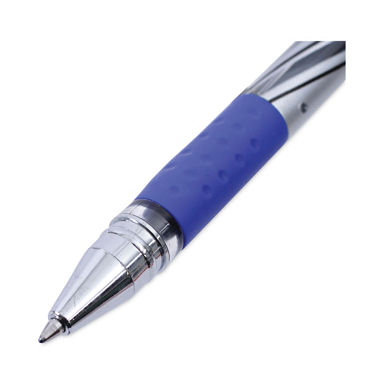 Universal™ Gel Pen, Stick, Medium 0.7 Mm, Blue Ink, Silver/blue Barrel, Dozen