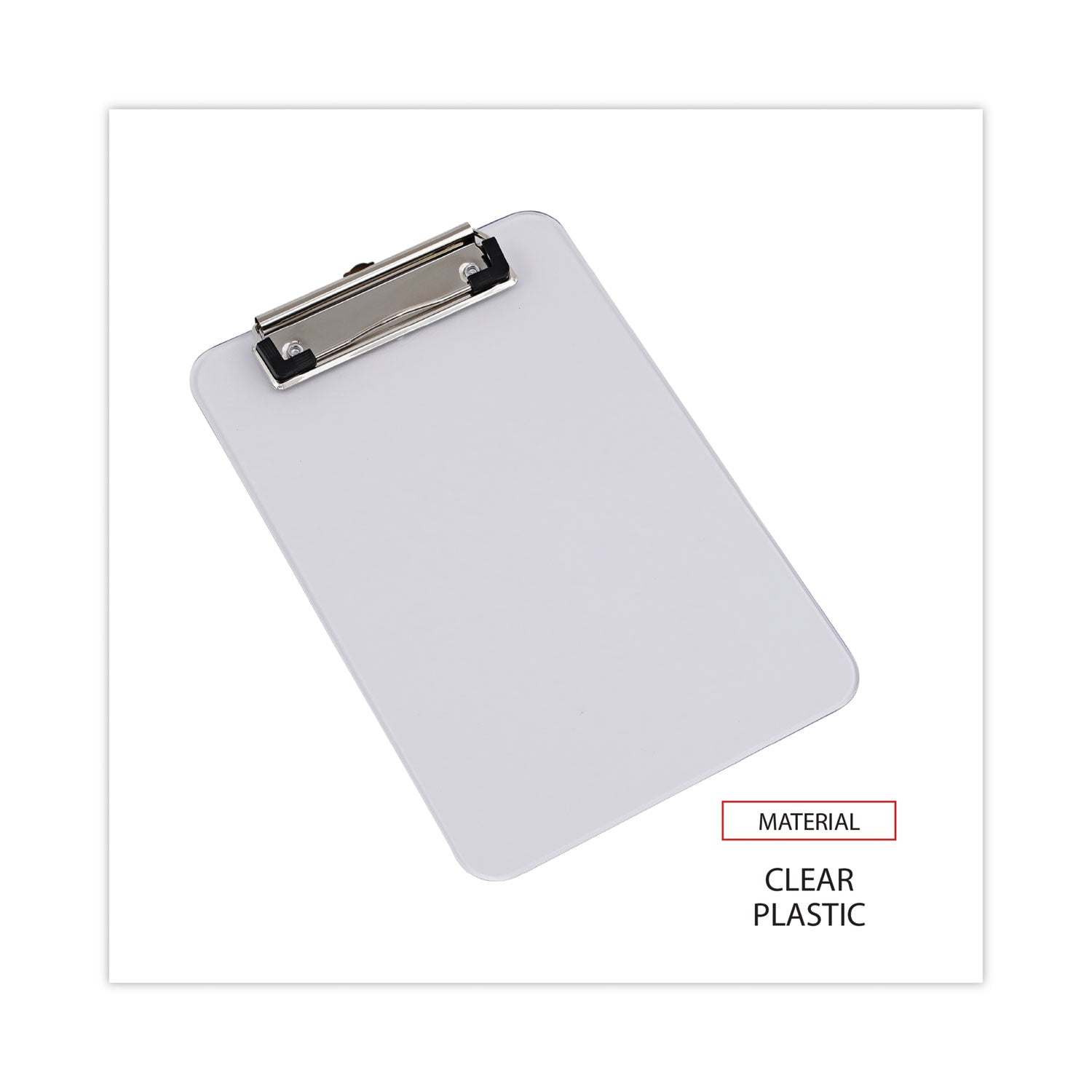 Universal® Plastic Clipboard with Low Profile Clip, 0.5" Clip Capacity, Holds 5 x 8 Sheets, Clear