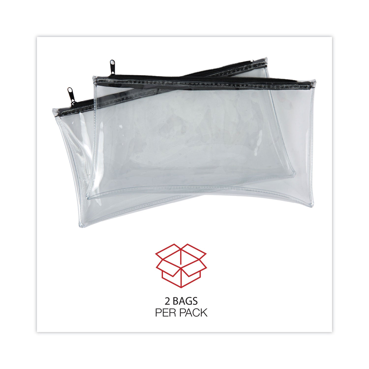 Universal® Zippered Wallets/cases, Leatherette Pu, 11 X 6, Clear/black, 2/pack