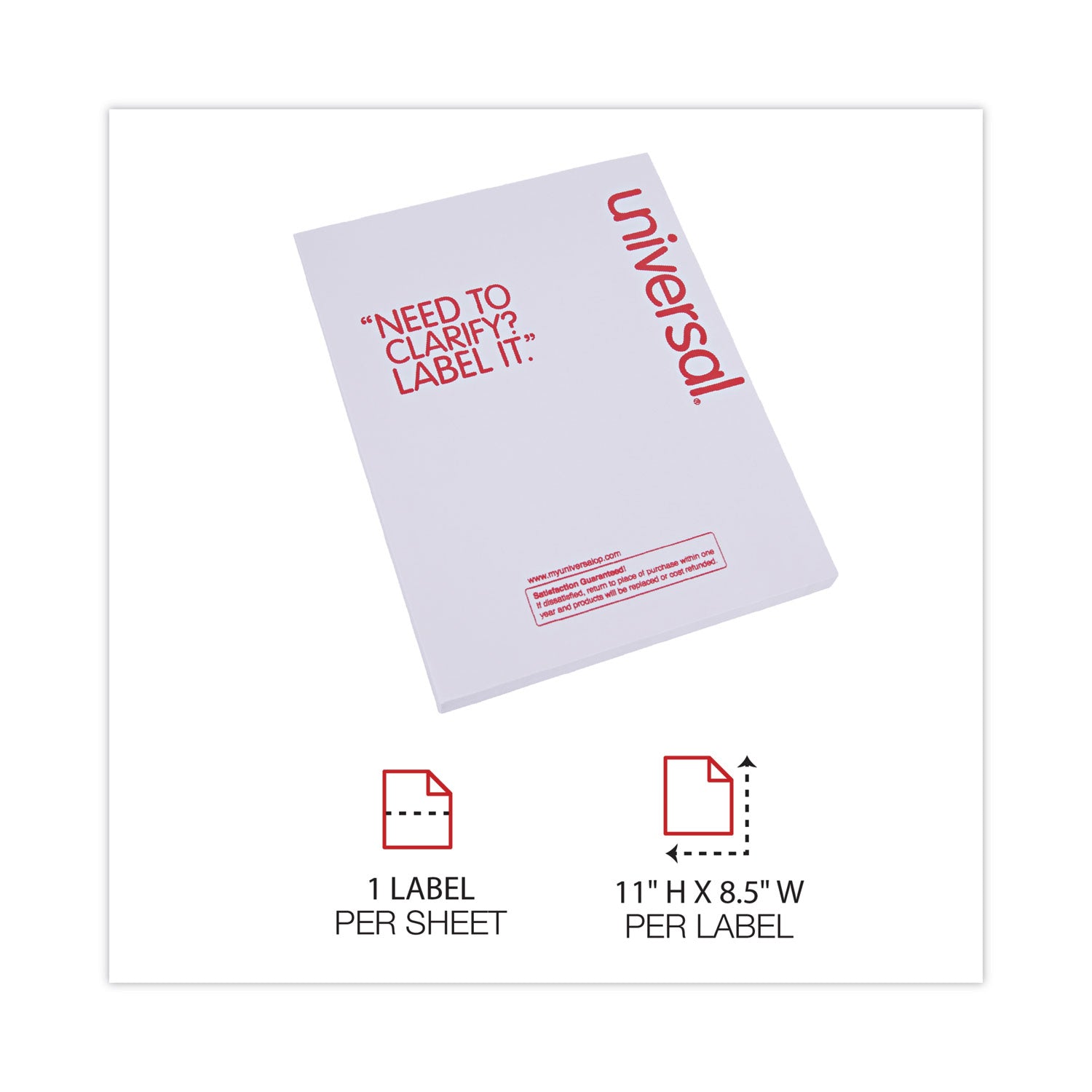 Universal® Copier Mailing Labels, Copiers, 8.5 X 11, White, 100/box