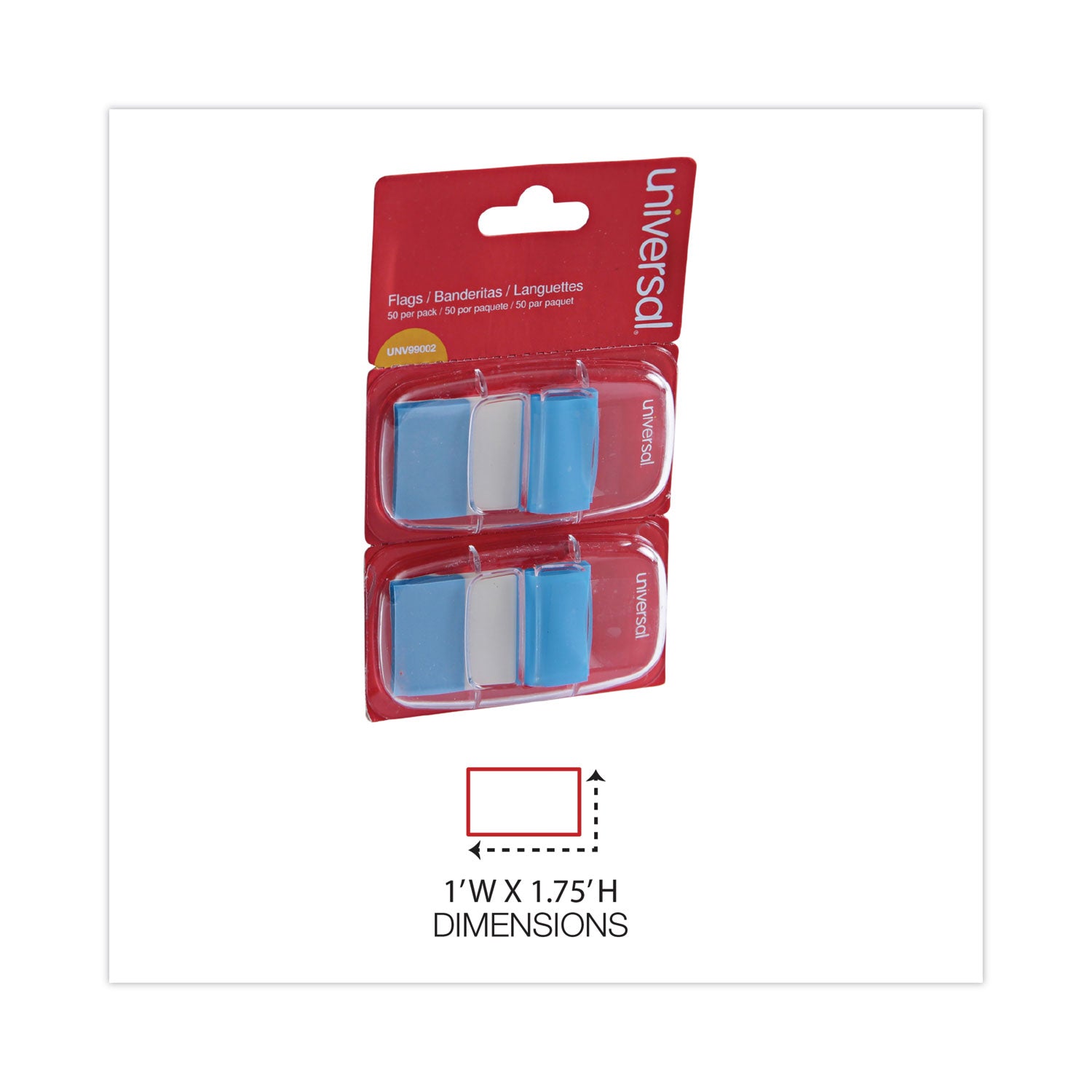 Universal® Page Flags, Blue, 50 Flags/dispenser, 2 Dispensers/pack