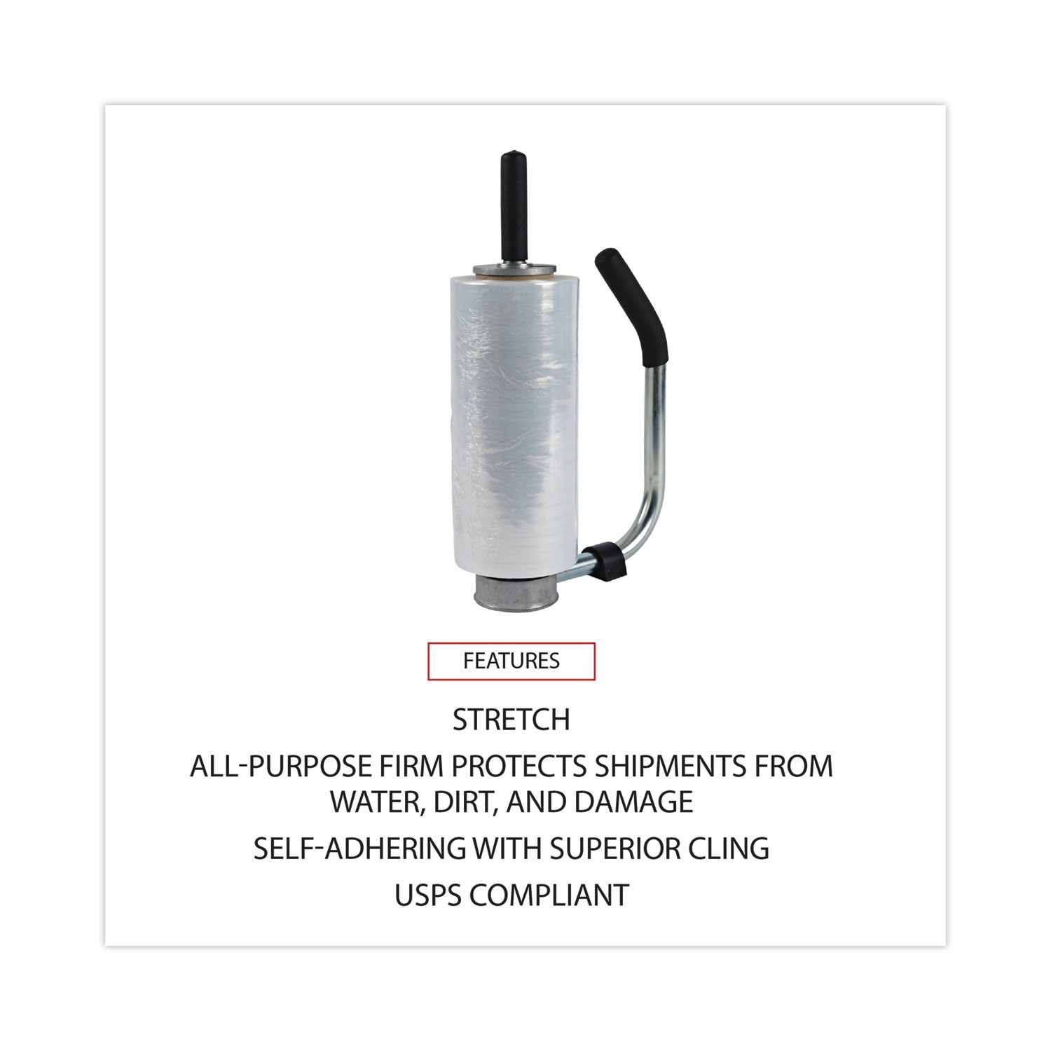 Universal® Handwrap Stretch Film, 12" x 1,500 ft Roll, 20 mic (80-Gauge), Clear, 4/Carton