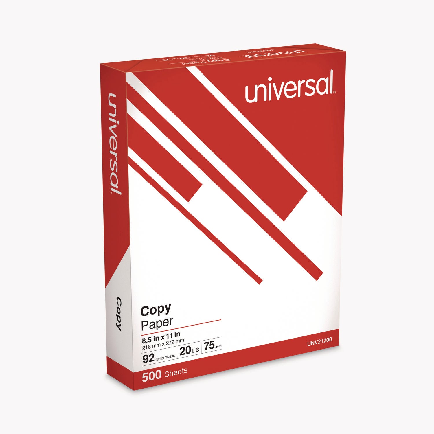 Universal® Copy Paper, 92 Bright, 20 lb Bond Weight, 8.5 x 11, White, 500 Sheets/Ream, 10 Reams/Carton