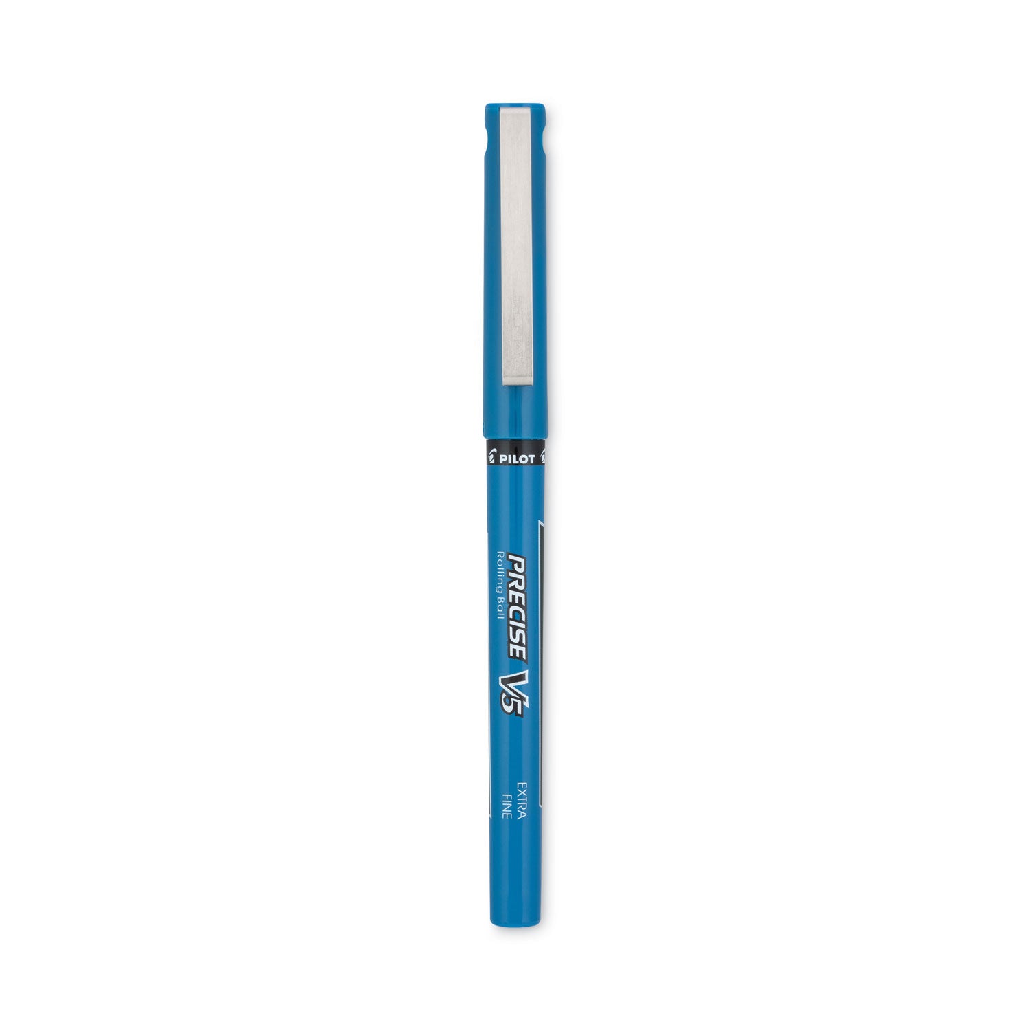 Pilot® Precise V5 Rollerball Pen, Stick, Extra-Fine 0.5 mm, Blue Ink, Blue/Clear Barrel, Dozen