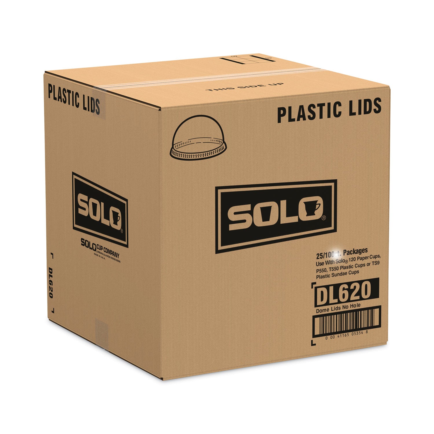 SOLO® Dome-Top Cold Cup Lids, Fits 2.5 oz to 9 oz Cold Cups, Plastic, Clear, 2,500/Carton